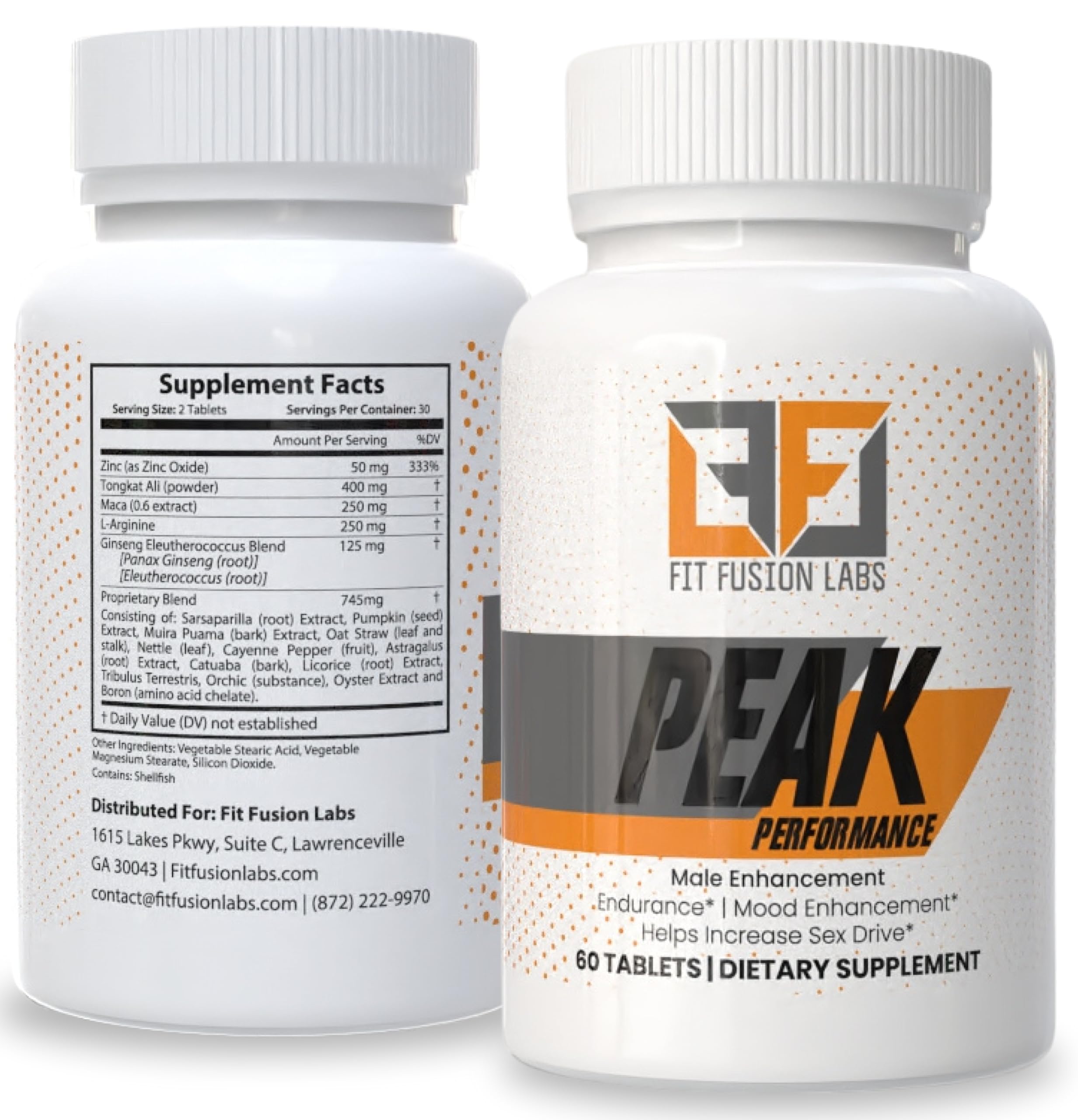 Fit Fusion Labs Suplemento masculino com Tongkat Ali, Maca, Zinco, Ginseng e L-Arginina — 60 comprimidos