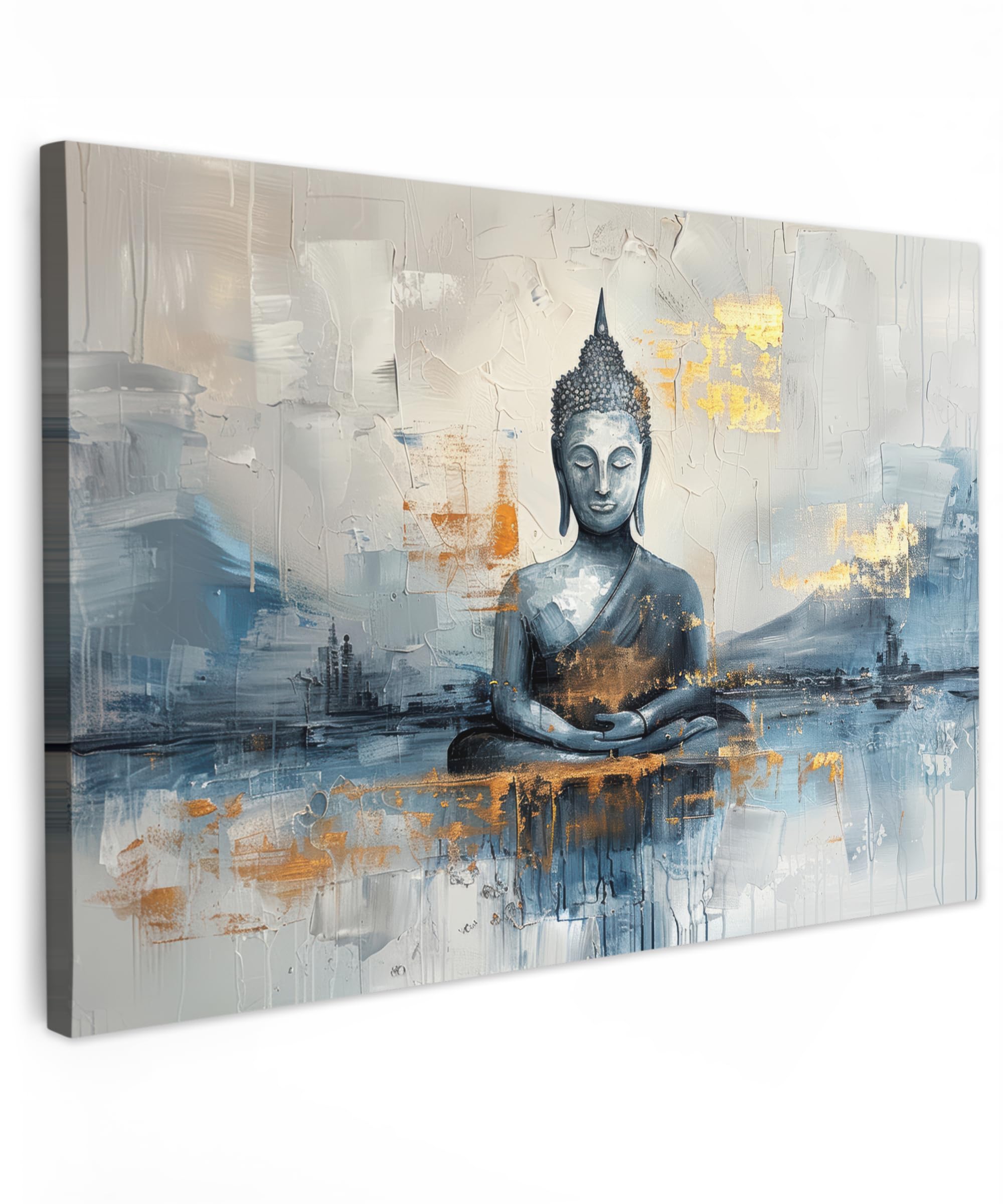 MuchoWow© Cuadros Decoracion Salon Modernos 120x80 cm para Dormitorios Cuadro Decorativos de Salon Lienzos Decorativo Pared Decoracion Dormitorio Matrimonio Buda - Oro - Lujo - Espiritual