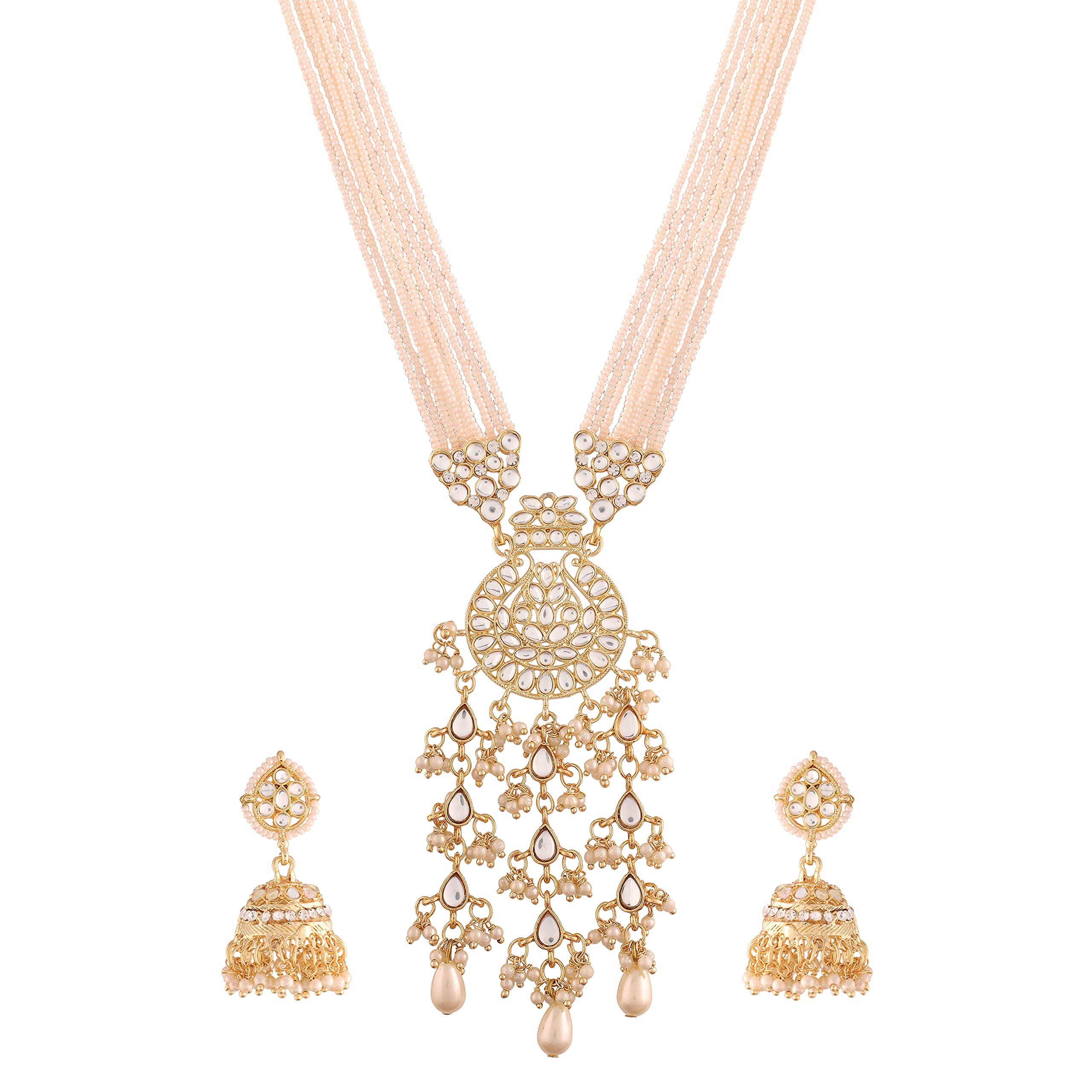 I Jewels 18k Gold Plated Ethnic Kundan Pearl Studded Long Necklace Set For Women (ML296W) (B099KD2JRT) Amazon Price History, Amazon Price Tracker