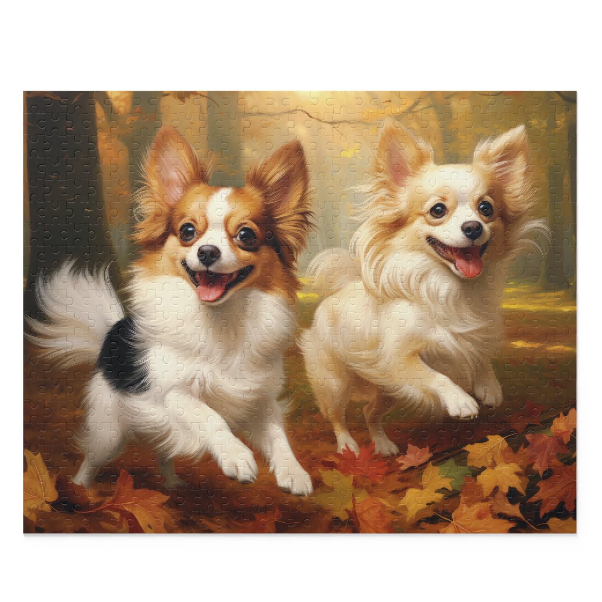 1000 Piece Jigsaw Puzzle for Adults-Chihuahua Dogs in Autumn Park-Dogs in Forest -Animal Wooden Puzzles- Puzzle for Kids Home Decoration Fun Puzzle