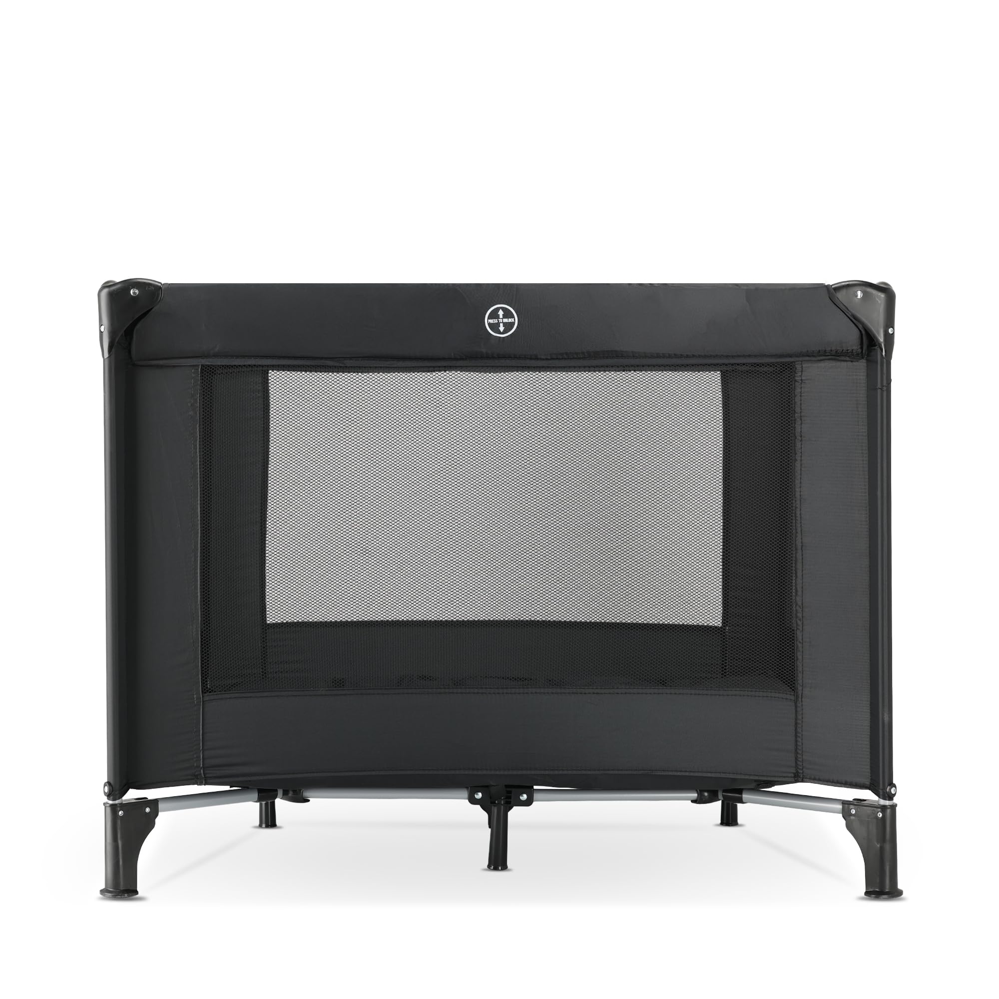 Deryan Lit Parapluie Bébé avec Matelas Inclus, 0-5 Ans (0-20 kg), Léger 4 kg, Grand Matelas, Ouverture Latérale, Design Pliable, Sac de Transport Inclus, 100 x 100 cm (Noir)