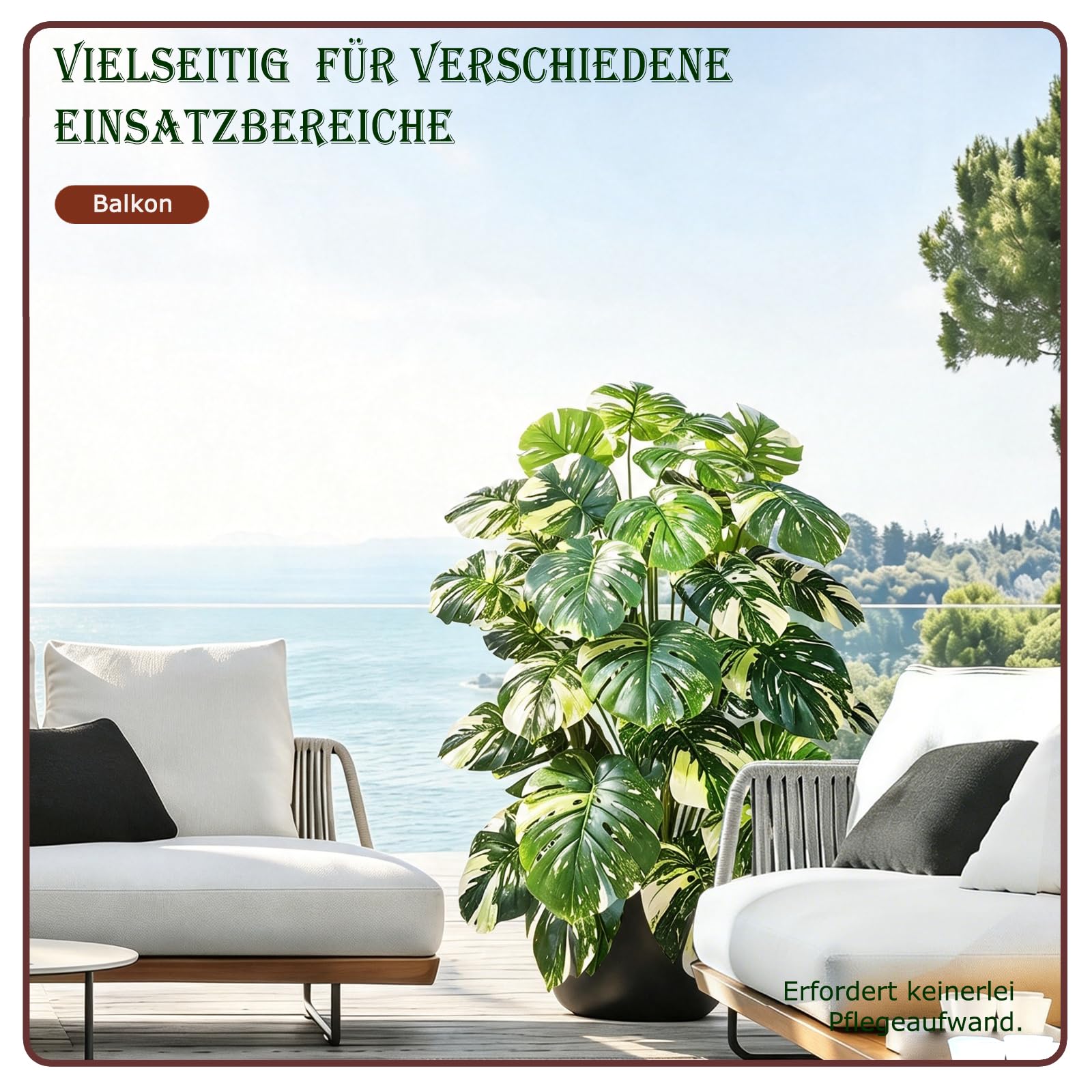 Monstera panaché Artificiel, 130 cm, 36 Feuilles, Fausse Plante | Grande Plante Artificielle Tropicale Sans Entretien, Déco Intérieure Extérieure : Salon, Balcon, Bureaux, Espaces Commerciaux