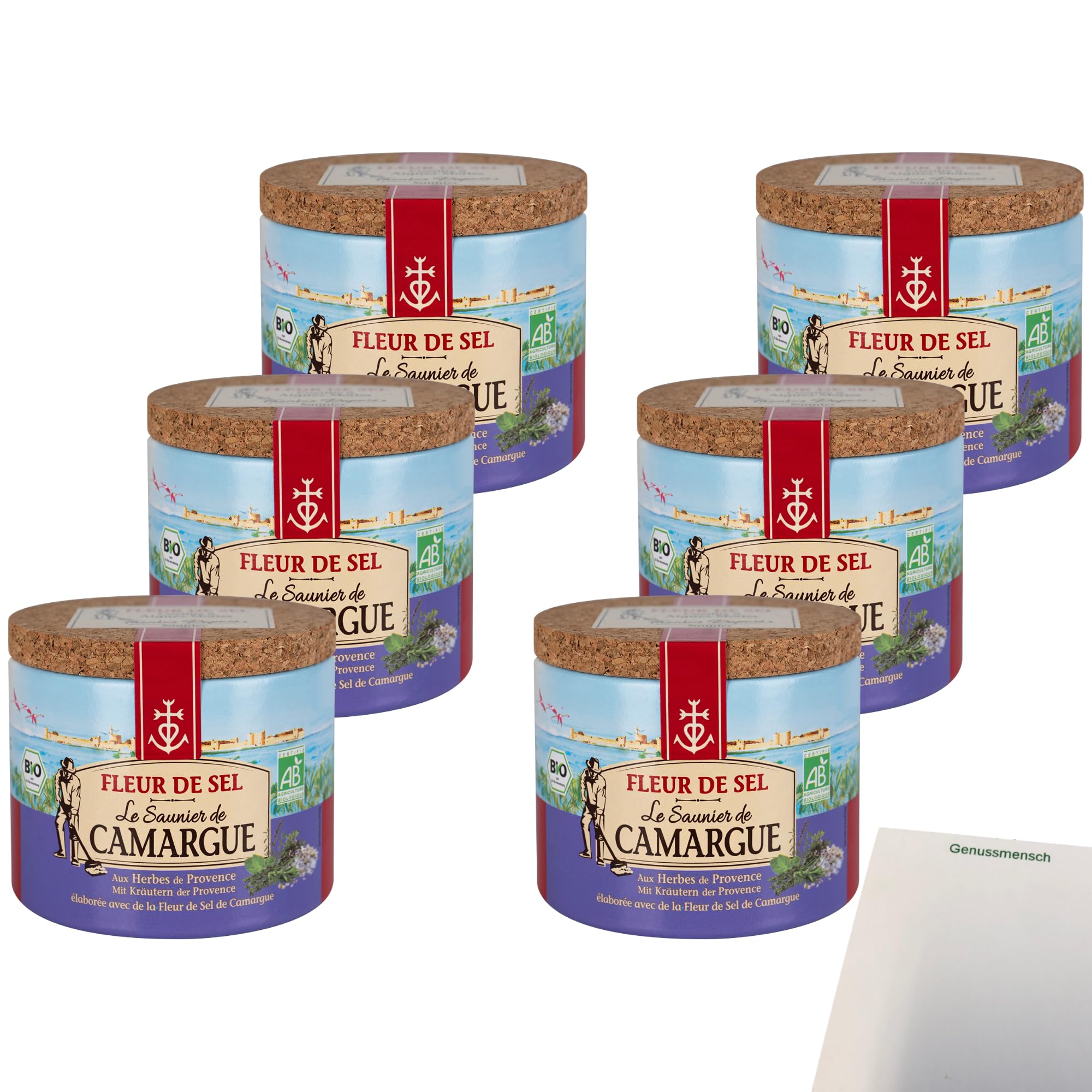 usy Bundle für Le Saunier de Camargue Fleur de Sel Kräuter Provence VPE (6x125g Dose) + usy Block