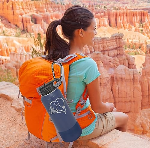 Miniatura 70 de Botellas de agua personalizadas con tapa abatible y pajilla, termo deportivo personalizado de acero inoxidable grabado, monograma personalizado