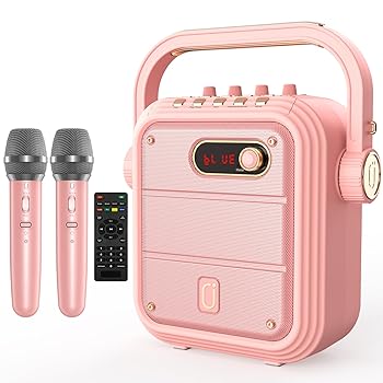 JYX Karaoke Machine with 2 UHF Wireless Microphones, Pink