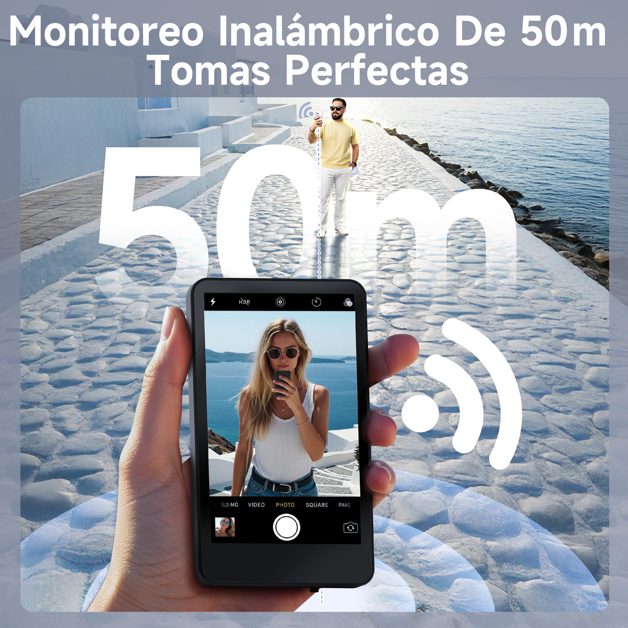SYNCO XView Teléfono Móvil Selfie Monitor para iPhone 17, 3,97 Pulgadas, Magnético Smartphone Vlog Pantalla para Android Cámara Trasera Inalámbrica 50M, con Altavoz para TikTok Youtube (Negro)