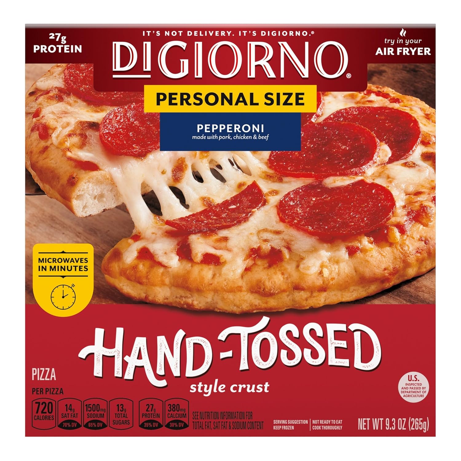 DiGiorno Four Cheese Small Hand-Tossed Crust Pizza, 10-Pack - 25g Protein, Crispy Frozen Single-Serve