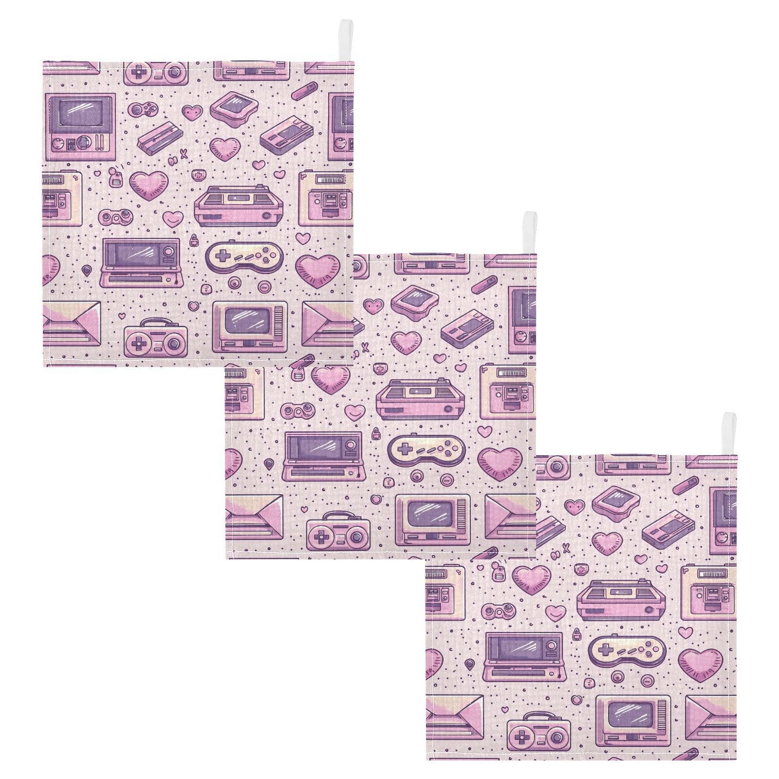vvfelixl Baby Muslin Washcloths Pixel Envelope Love Heart Baby Burp Cloths Cotton Babys Face Towel for Newborn Infants Boys Girls Soft and Absorbent 11.8 X 11.8 in, 3 Pack