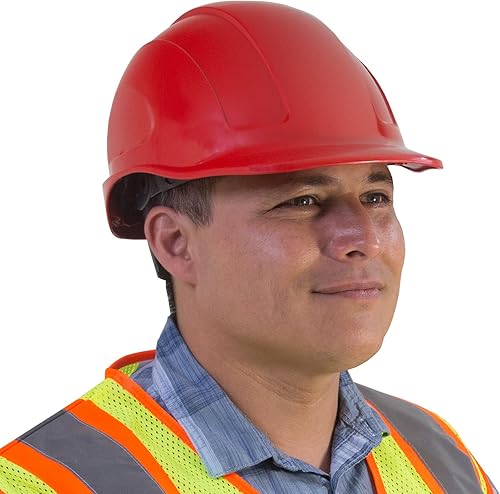 Miniatura 6 de JORESTECH Casco de seguridad de HDPE rojo con suspensión de trinquete ajustable de 4 puntos para el trabajo, el hogar y protección general para la