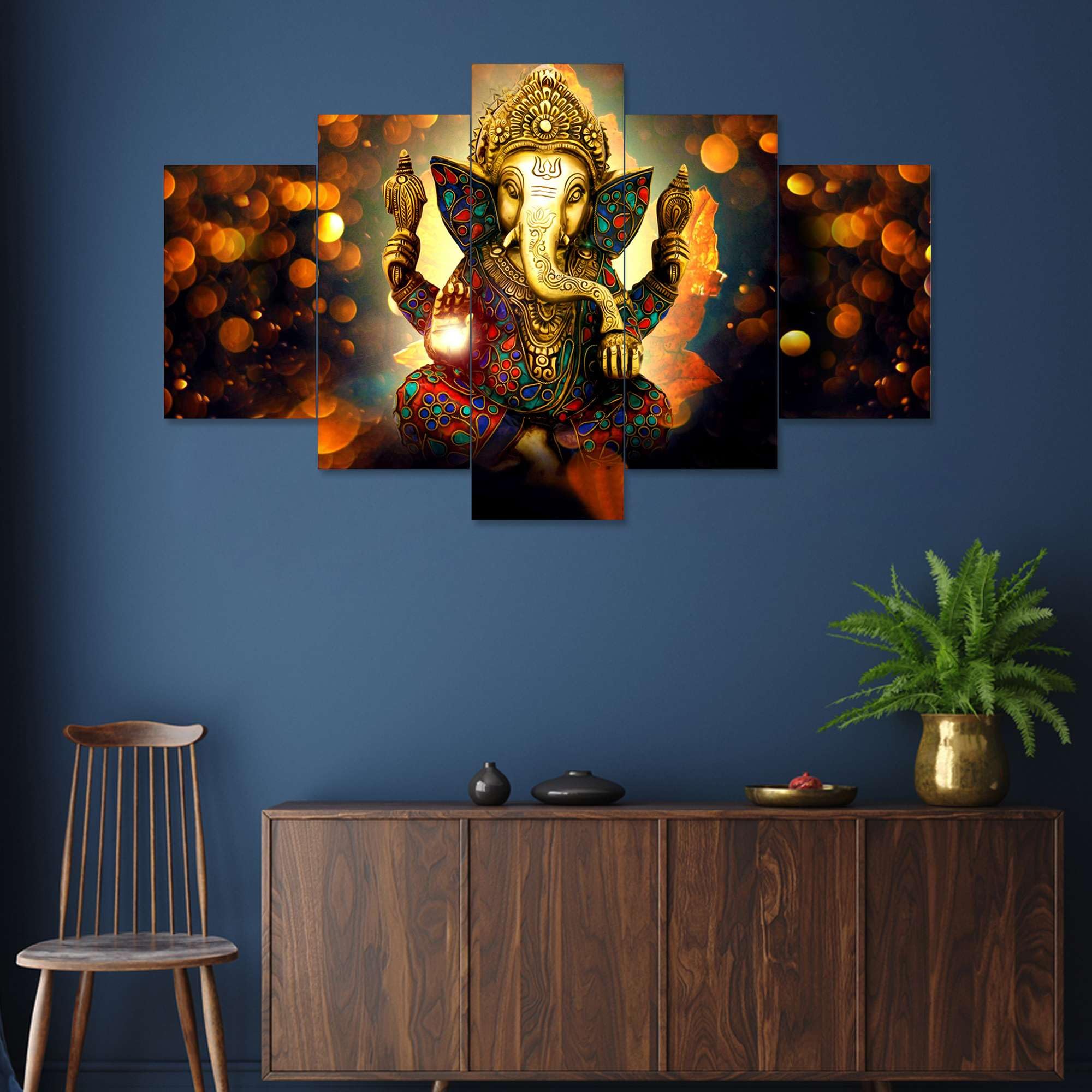 Divine D?cor Exquisite Ganesha Wall Art - Elevate Your Space with Spiritual Charm (75 x 43 cm)