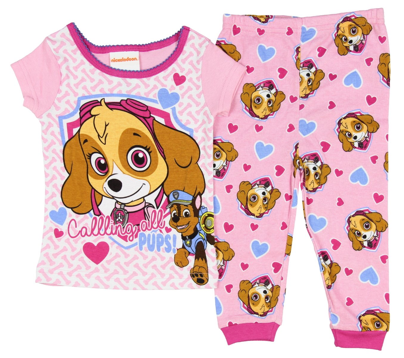 Nickelodeon Paw Patrol Little Girls Skye Short Sleeve Snug Fit Pajama Set (3T, Pink)