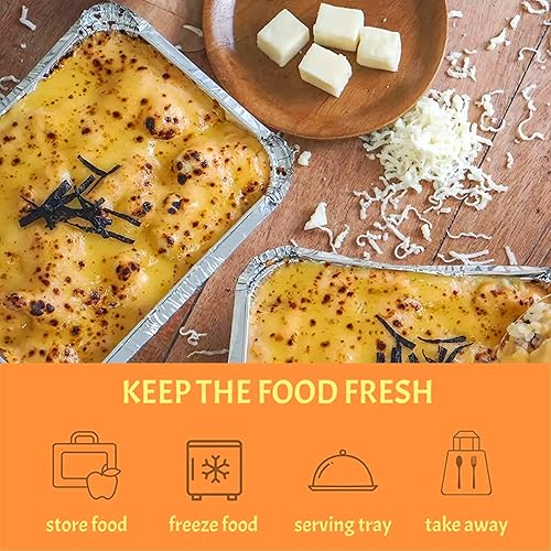 Miniatura 4 de LUCKMETA Sartenes de papel de aluminio de 2 libras con tapas transparentes (paquete de 108), sartenes rectangulares resistentes, utensilios de