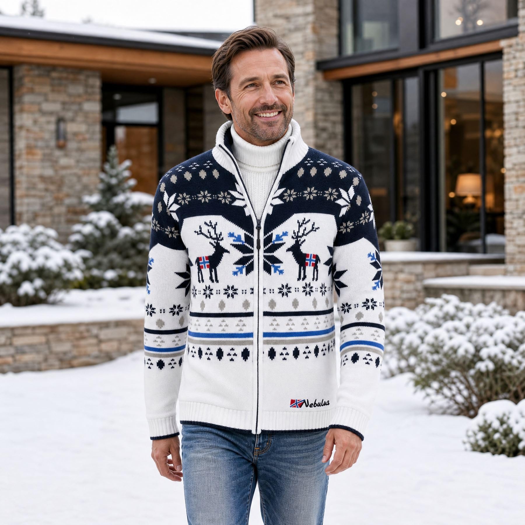 Nebulus Herren Norweger SVERRE, warme Strickjacke, praktische & vielseitige Jacke