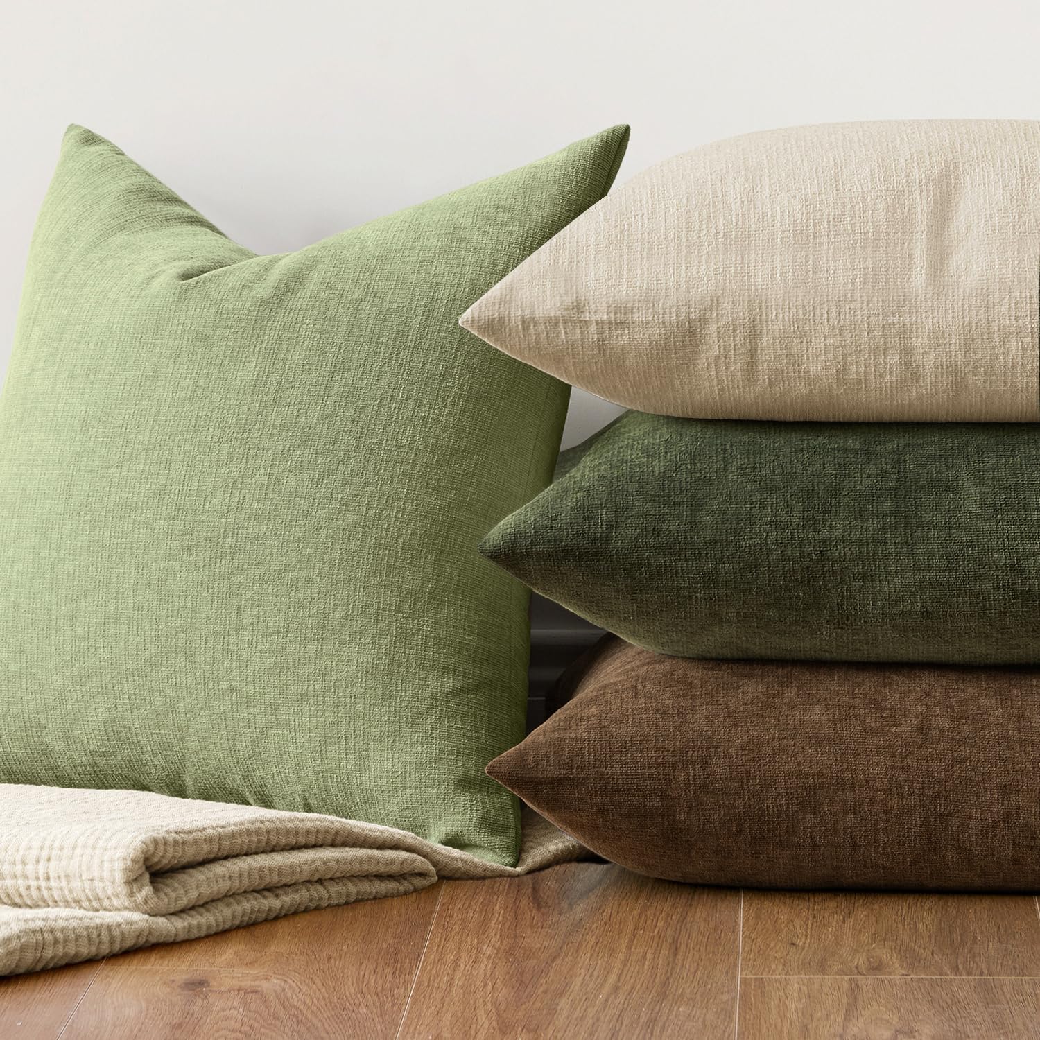 MIULEE Sage Green Couch Pillow Covers 16x16 Inch, Set of 2 Soft Spring Chenille Decorative Square Throw Pillow Covers Farmhouse for Sofa Living Room Bed - Image 7