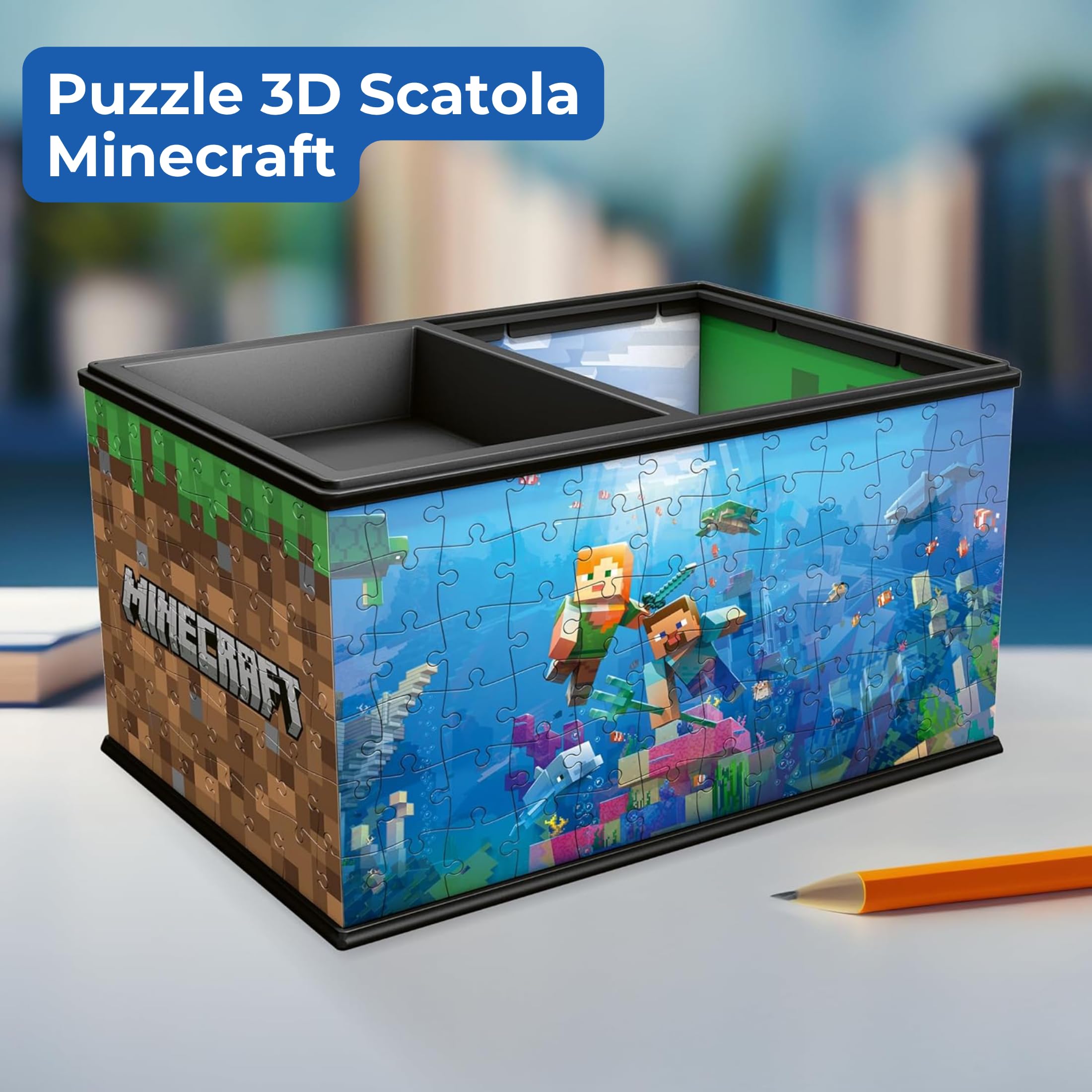 Ravensburger - Puzzle 3d Minecraft Storage Box | Puzzle 3d Bambini A Partire Dagli 8 Anni | Modellismo Da Costruire Bambini Di 216 Pezzi | Regalo Bambino 8 Anni E Più