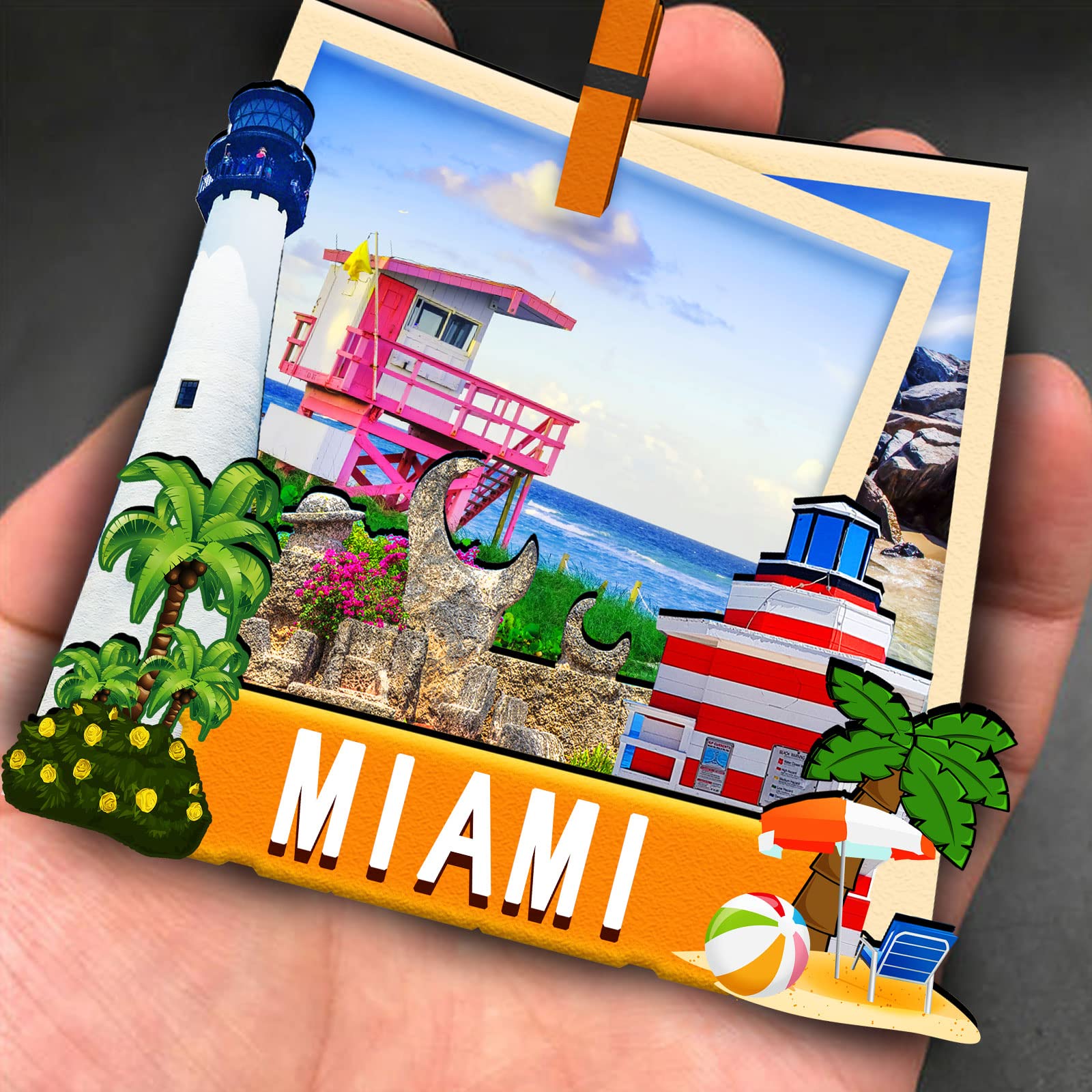 USA Miami 3D Wooden Fridge Magnets - Handmade Travel Souvenir & Decor - View #13