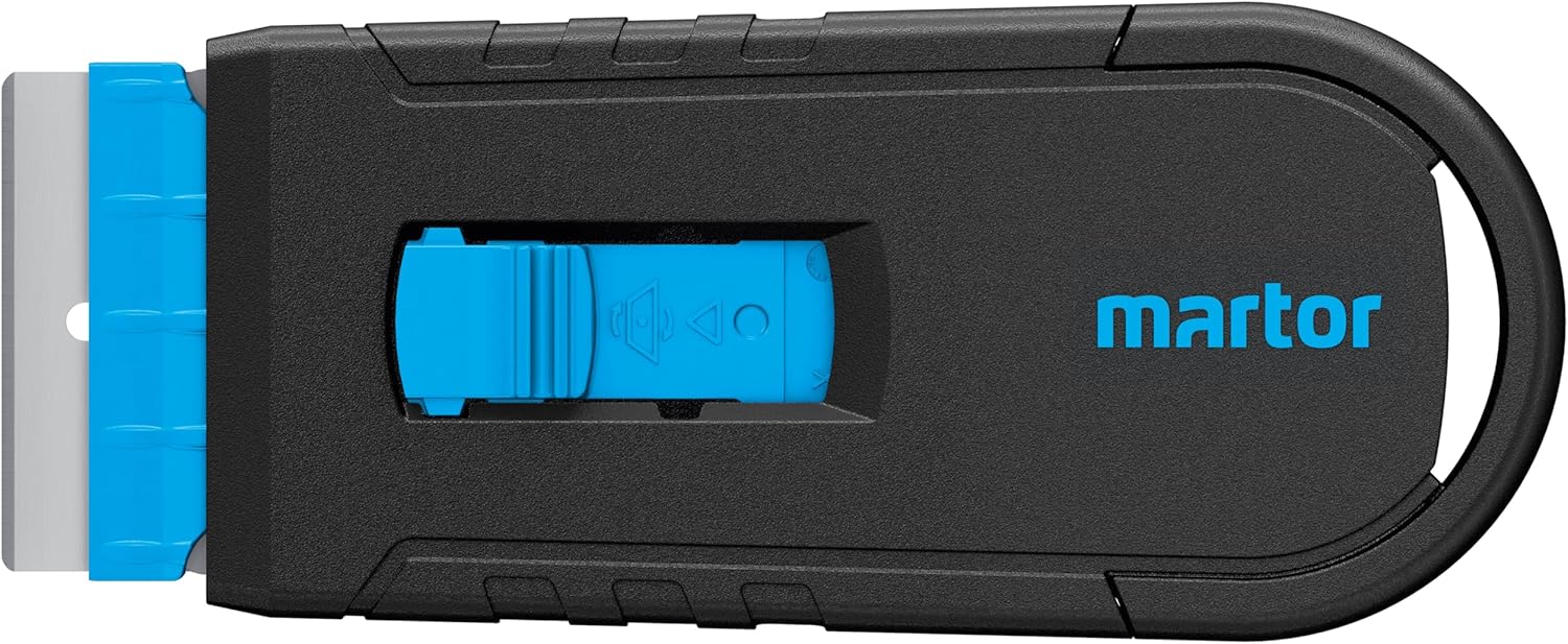 MARTOR Scraper Cleany, with Rounded Blades, Label Scraper, Narrow, Right and Left-Handed Users, Sticker, Plastic, Interchangeable Blade, Ergonomic