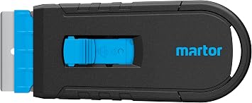MARTOR Scraper Cleany, with Rounded Blades, Label Scraper, Narrow, Right and Left-Handed Users, Sticker, Plastic, Interchangeable Blade, Ergonomic