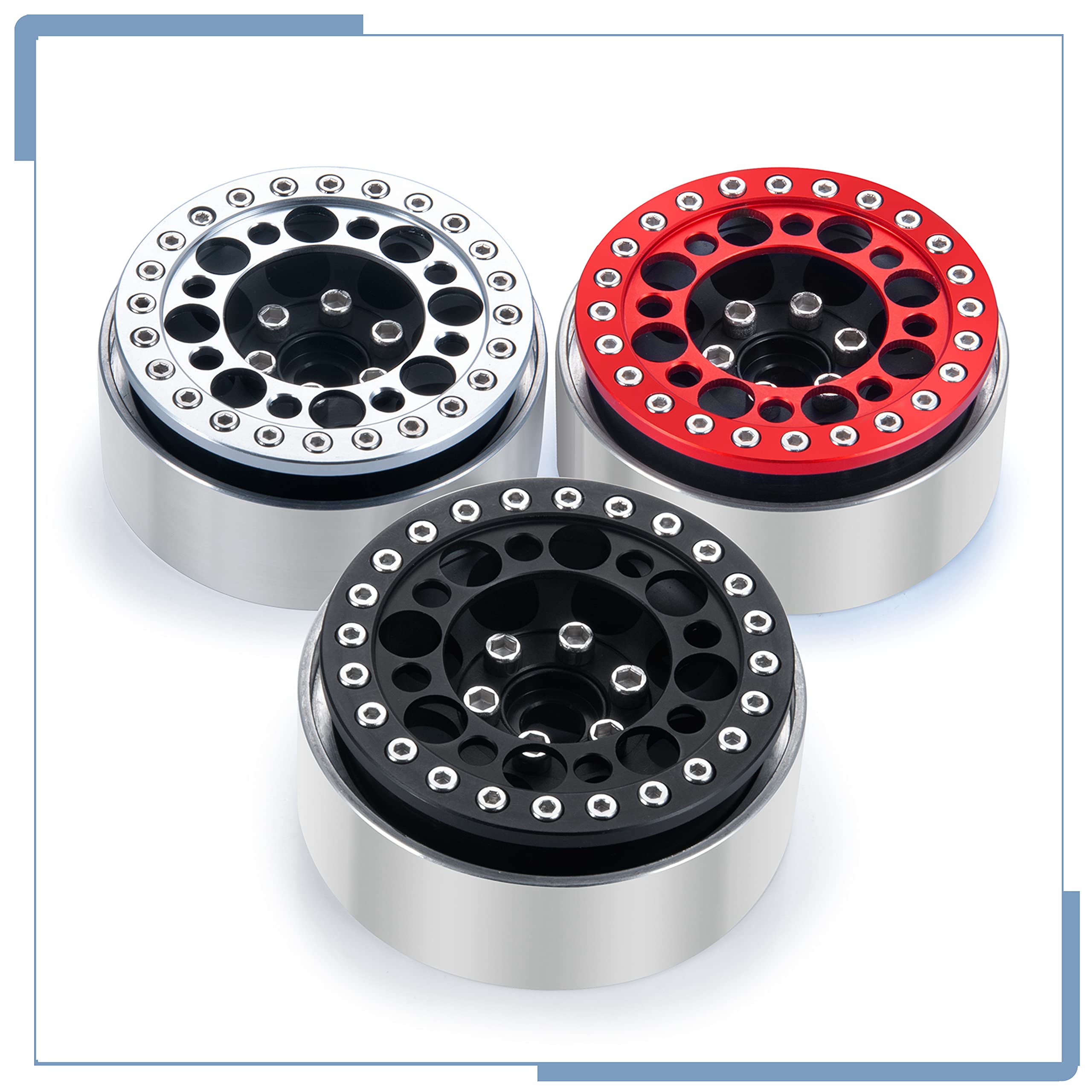 MOHERO Llantas de aluminio Beadlock de 2.2 pulgadas para 1/10 Crawler