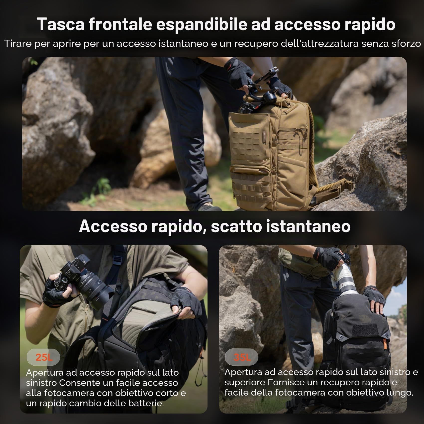 PGYTECH OneMo TAC Zaino Fotografico+cintura in vita