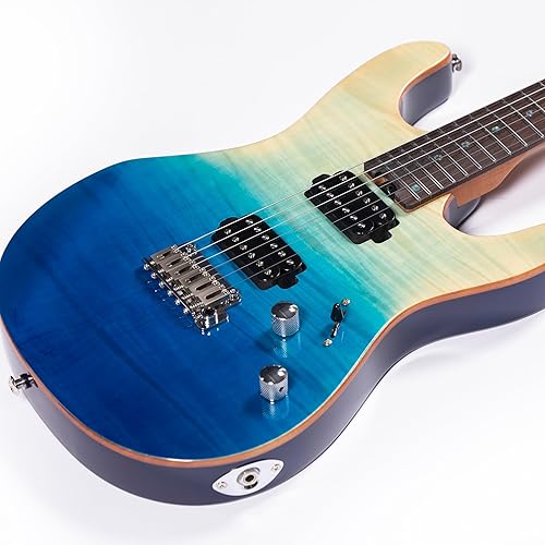 Miniatura 4 de Volgoa VSR-1 - Guitarra eléctrica con cuerpo sólido de caoba cuello de arce tostado y diapasón HPL de 6 cuerdas chapa sintética