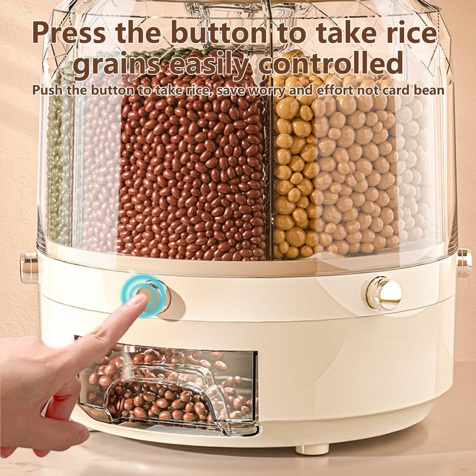Dispenser trasparente per alimenti secchi - Organizzatore di cereali multi-sezione, conservazione degli alimenti rotante in 6 | Dosatore Cereali a 6 Scomparti, Dosatore Cereali Rotante per Porta