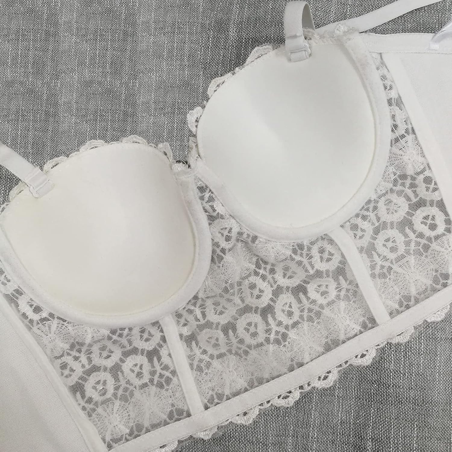 Women's Lace Rhinestone Bustier corset Wedding Party Crop Top Bra Vest