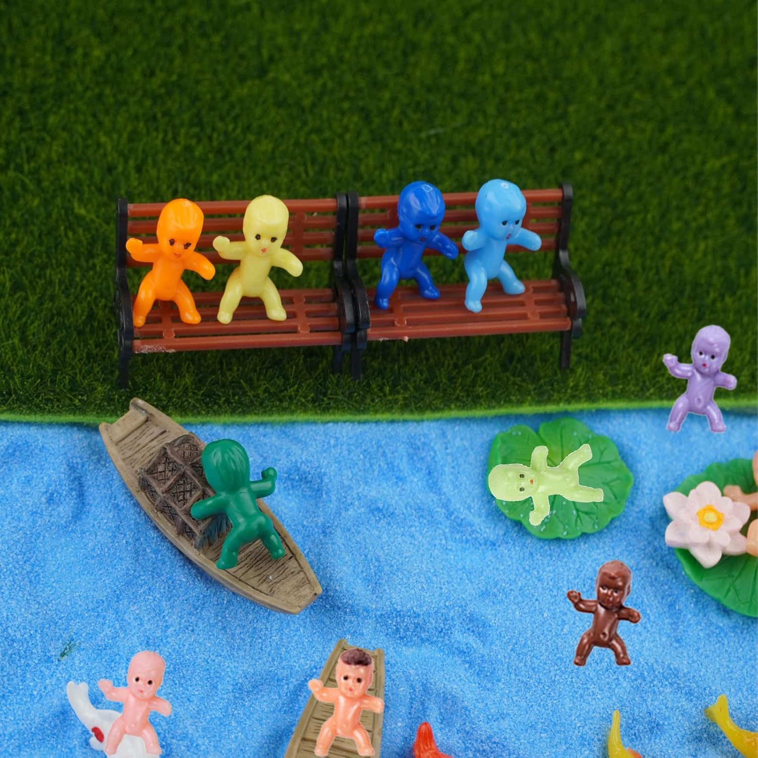 YAXINRUI 100PCS Mini Plastic Babies, 1'' Mini Babies Tiny Baby Figurines King Cake Babies Little Plastic Babies for Ice Cube Game My Water Broke Games Baby Shower(10 Colors)