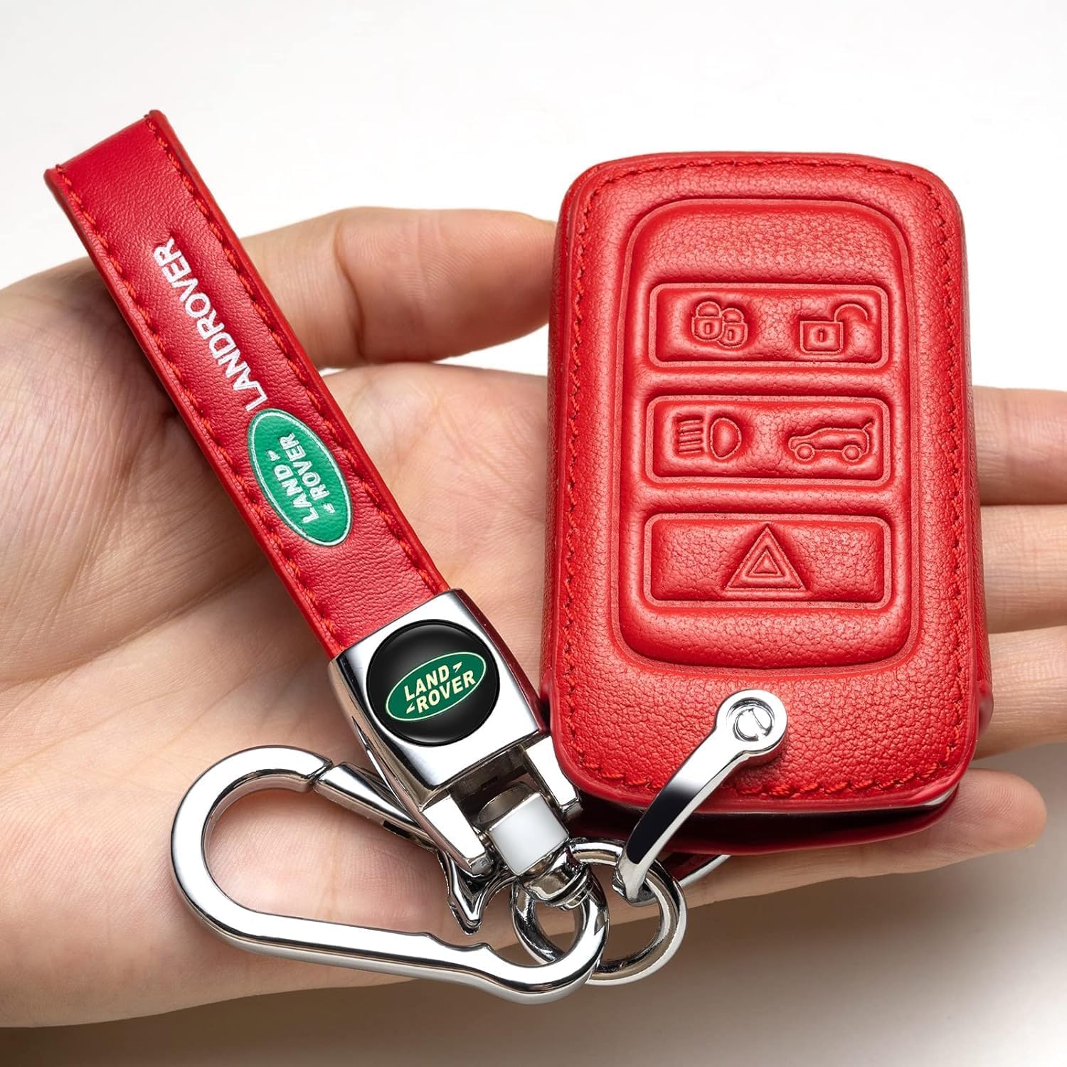 Car Key Fob Case,for Land Rover Defender Range Rover Ghibli,Levante Series Key Fob Case Cover Accessories Car Keychains,(Positive 5 Button) Red