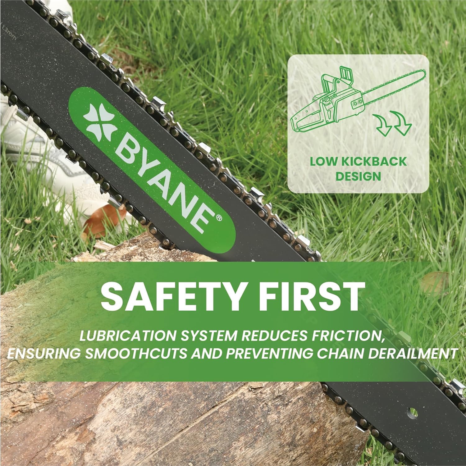 BYANE Combinazione barra e catena da 40,6 cm, passo LP da 3/8", calibro 50", 55 maglie di trasmissione, adatta per STIHL 021, MS 210, MS 211 e altri - S55 (3 catene + 1 bar).