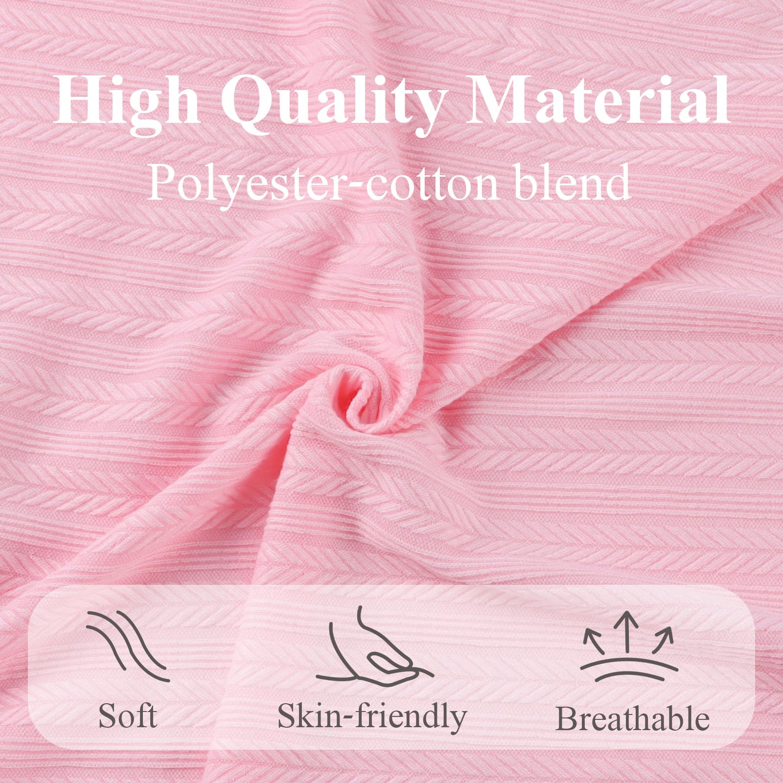 MniJiza Newborn Swaddle Blanket Baby Girls Receiving Blankets with Headband Beanie Hat Set Soft Nursery Swaddle Wrap (Light Pink) - Image 2
