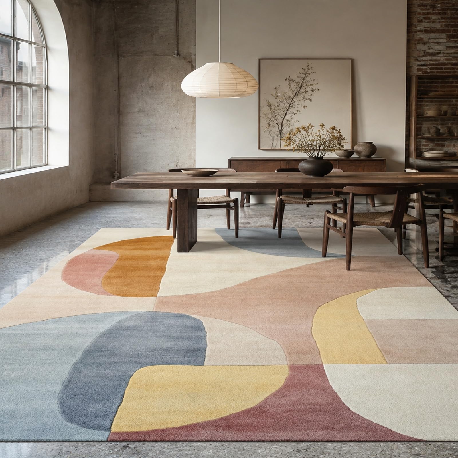 Tapis de chambre adulte abstrait pour créer un coin lecture cosy