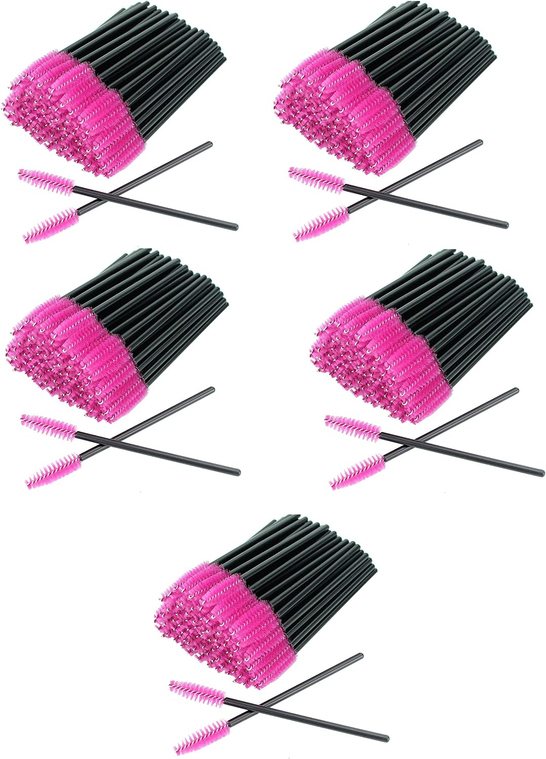 Mascara Wands Bulk Disposable Eyelash Eye Brow Brushes Applicator Spoolie Applicator Lash Extensions Makeup Black Silver Pink Red Tool Set (BLACK PINK