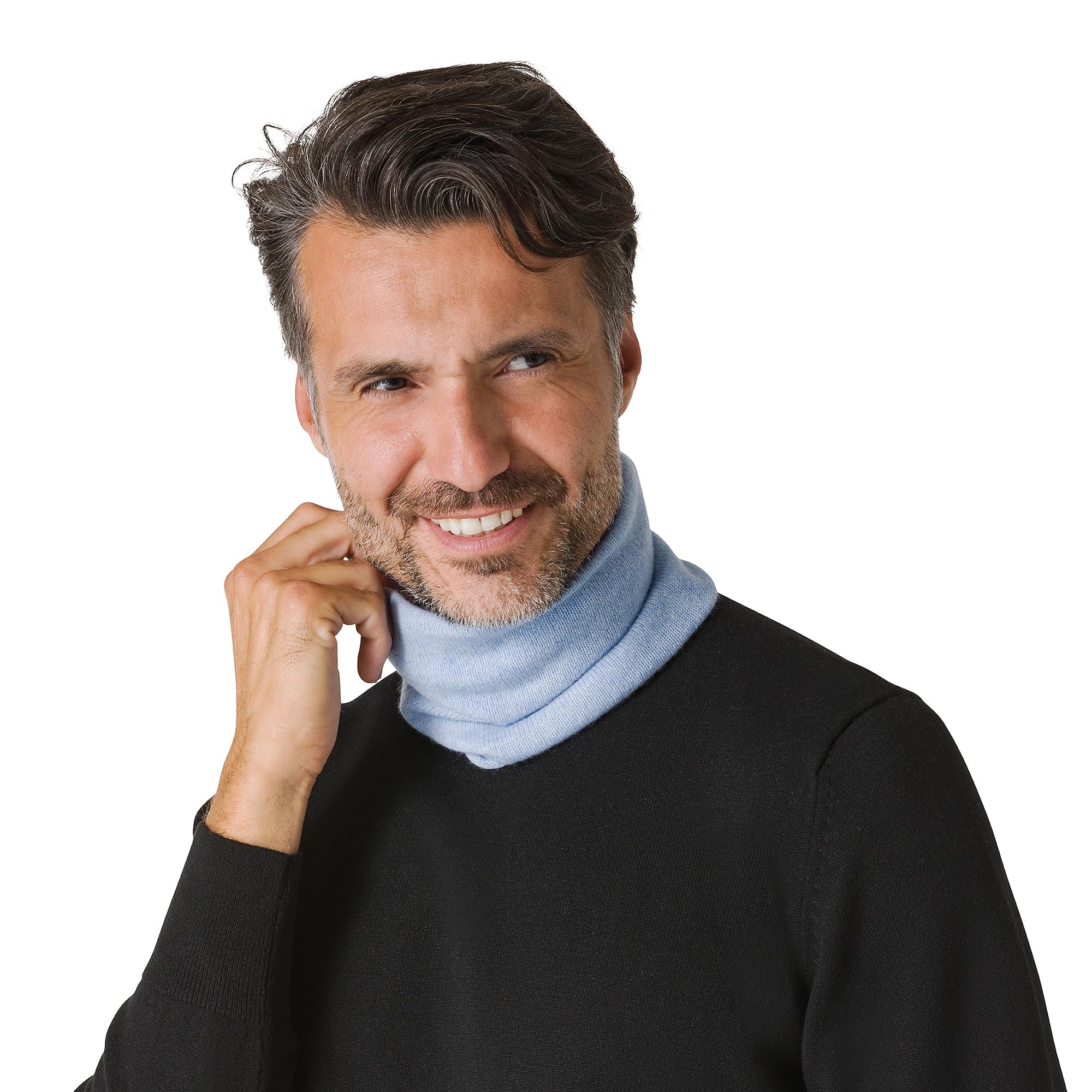 Braga de cuello tubular para hombre y mujer, 100 % puro cachemira | Made in Italy, azul claro, M