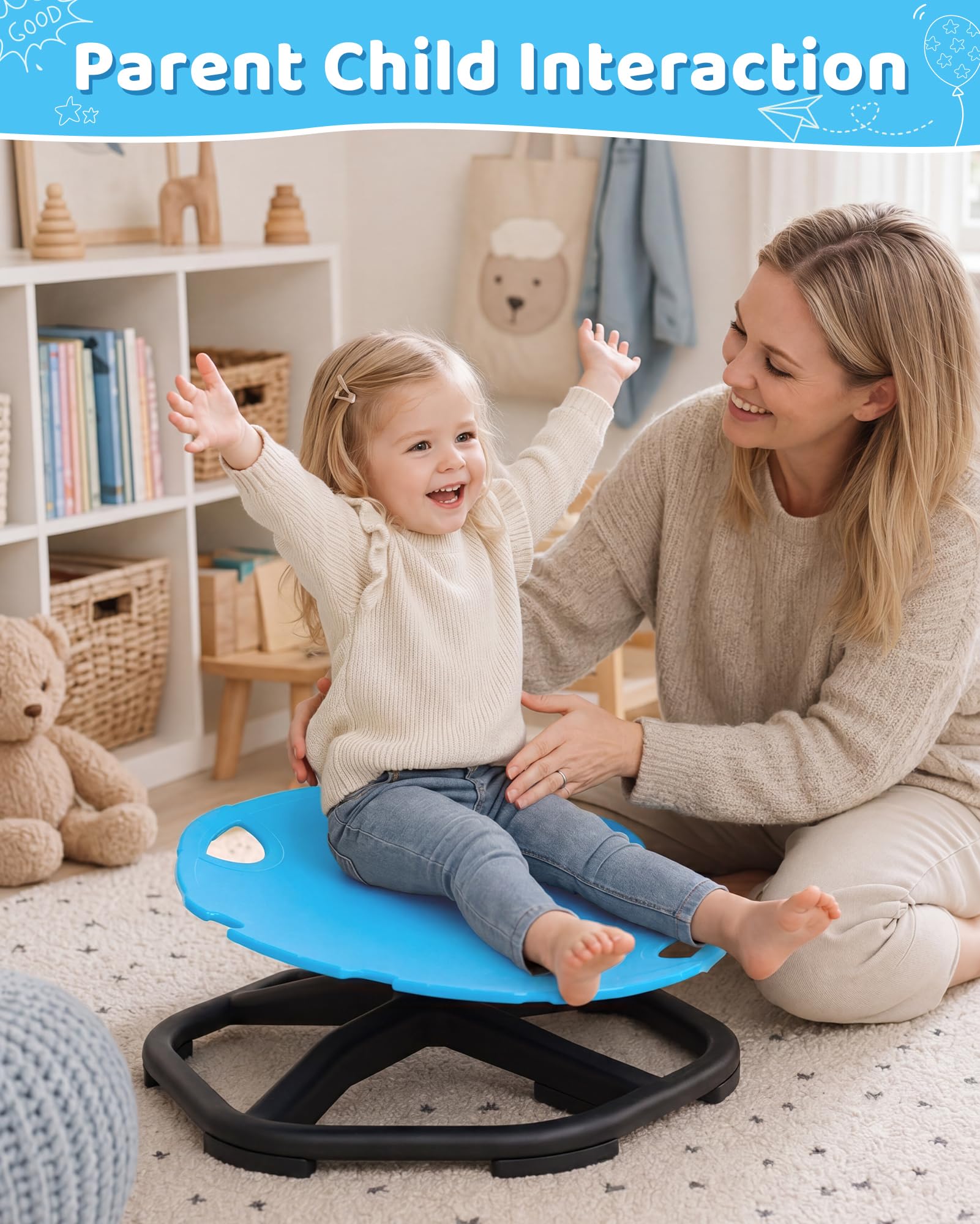 BEJOY Silla giratoria sensorial para autismo, silla giratoria para niños, juguetes sensoriales para autismo para niños pequeños, equipo sensorial para autismo para entrenamiento de coordinación física