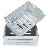 ELONG HOME Wooden Crate&comma; 2 Pack Fast Assemble Wooden Crate for Storage&comma; Decorative Farmhouse Wooden Crate Basket&comma; Vintage Wood Crates Display for Fruits and Vegetables