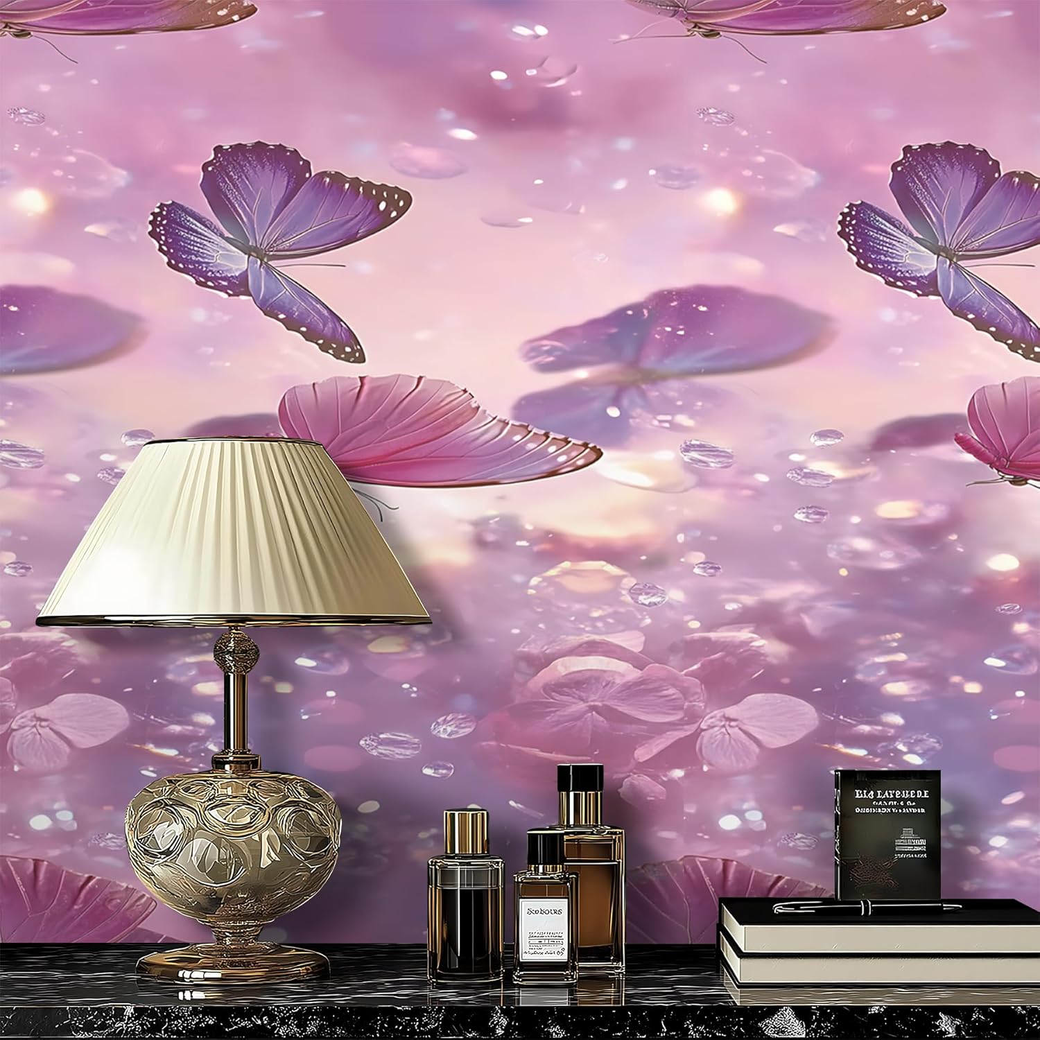 Lavender Dream - Purple Floral Elegance Window Sill Sticker, Non-Pasted Decor for Living Room, Bedroom (MAI-CH2527)