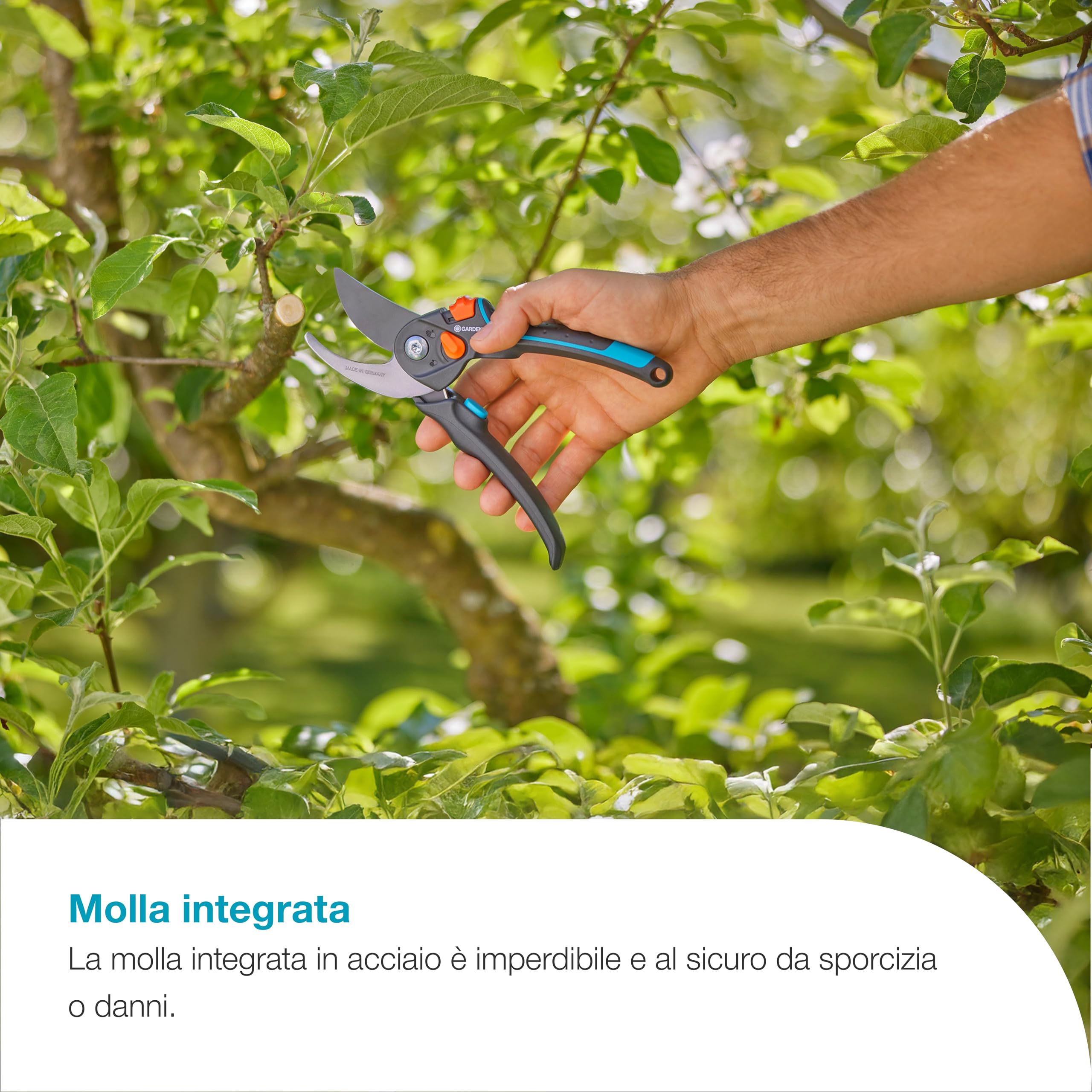 Gardena Forbici da giardino PremiumCut Pro Flex, taglio bypass, per legno fresco, diametro di taglio 24 mm, impugnature ergonomiche, lame PowerCoating, made in Germany (12252-20)