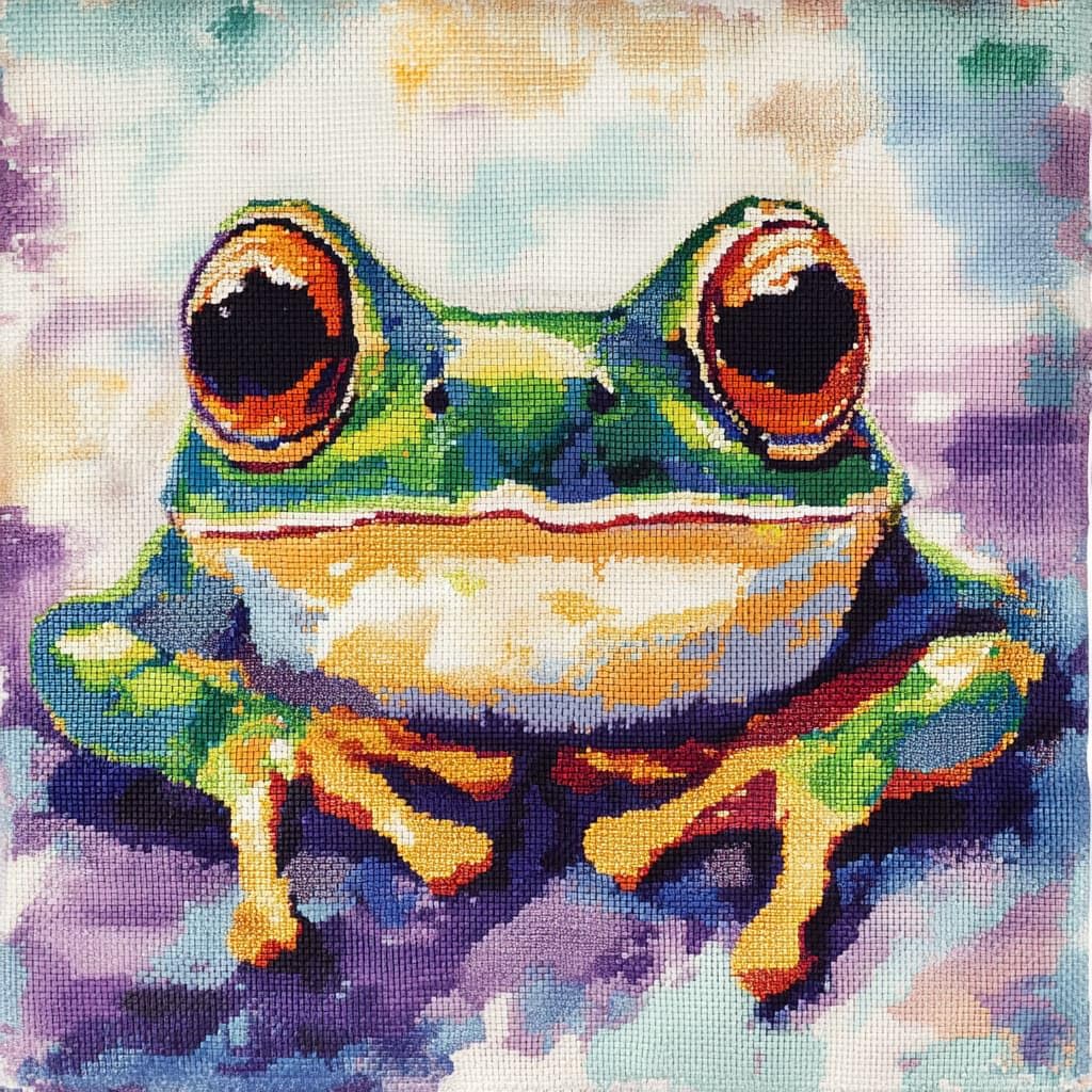 Taxpy DIY Latch Hook Rug Kits, Animal Frog Latch Hook Cushion Kits Pillowcase Rug Pattern Arts and Crafts Crochet Needlework 43x43cm
