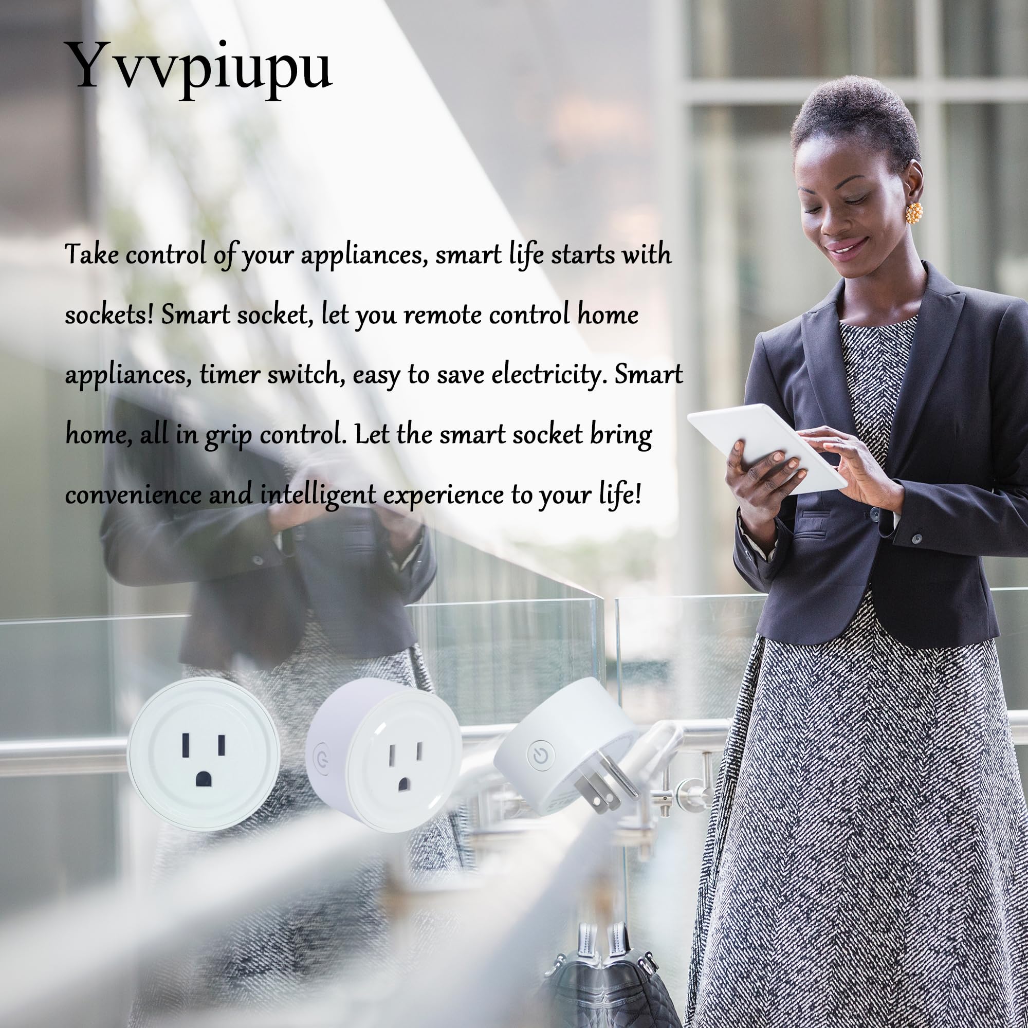 Wi-Fi Plug with Alexa Google Home Smart Life Smart Home Hub Timer Schedule Mini Wireless Outlet No Hub — view 2