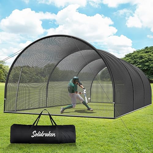 30FT Portable Baseball & Softball Batting Cage for Backyard – Enclosed Batting Net with Pitching Machine Hole, Sturdy Frame & Carry Bag, Ideal for Home Hitting & Pitching Practice, 30 x 13 x 9 ft