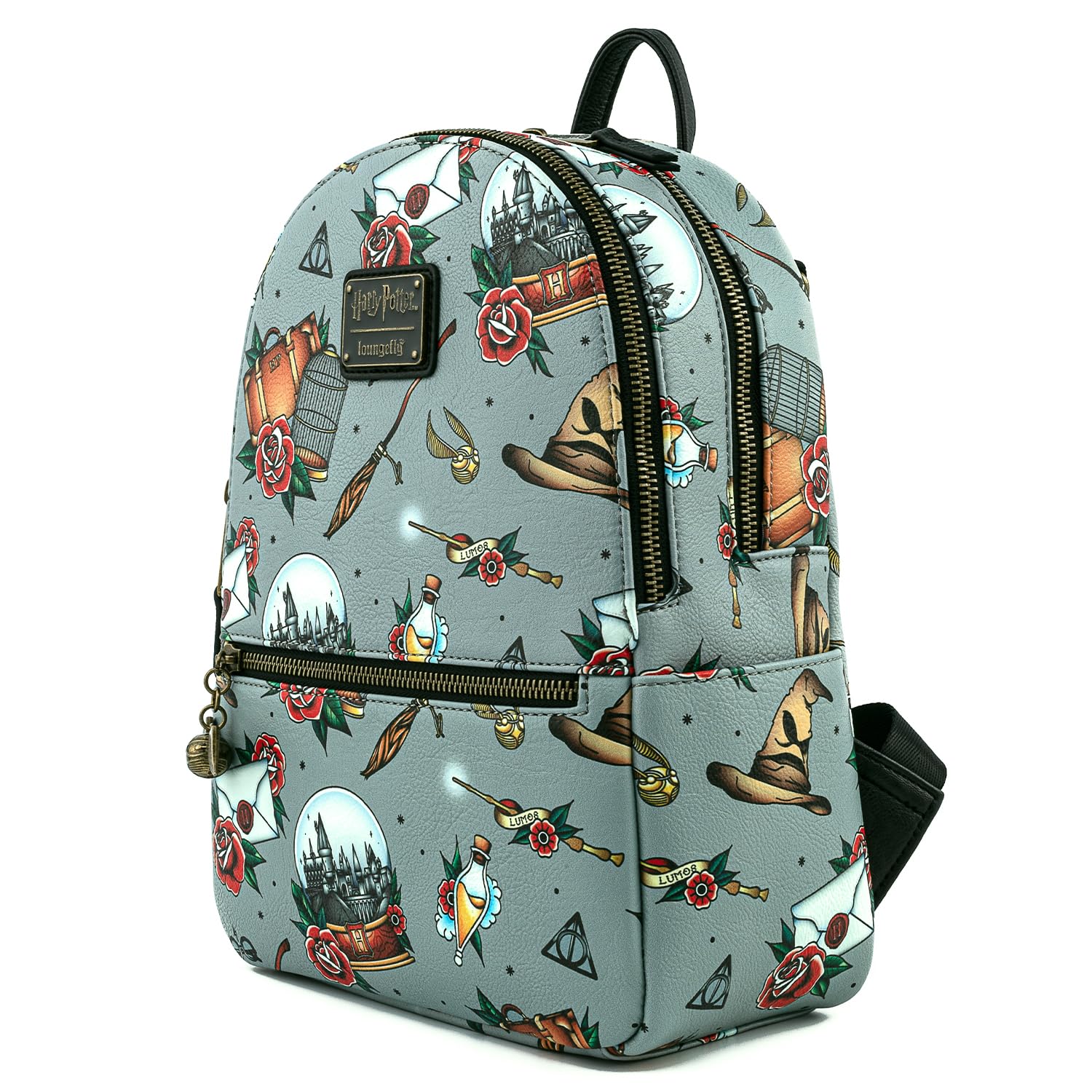 Loungefly Harry Potter Tattoo All Over Print Womens Double Strap Shoulder Bag Purse