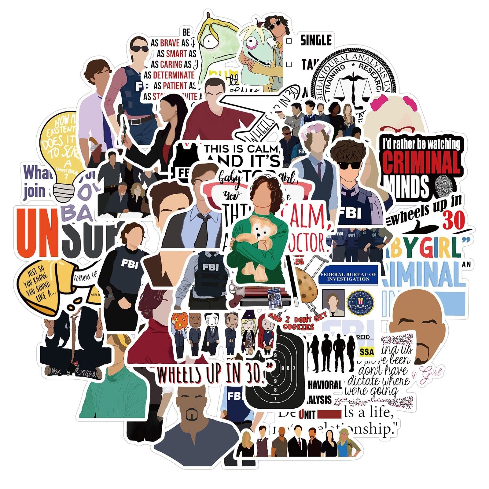 Adkumil Thriller Suspense Drama Stickers 50pcs Vinyl US TV American Drama Expression Pack Stickers Stickers for Water Bottle, Laptop, Helmet, Car Decals, Perfect Gifts for Teens,Girls,Adults