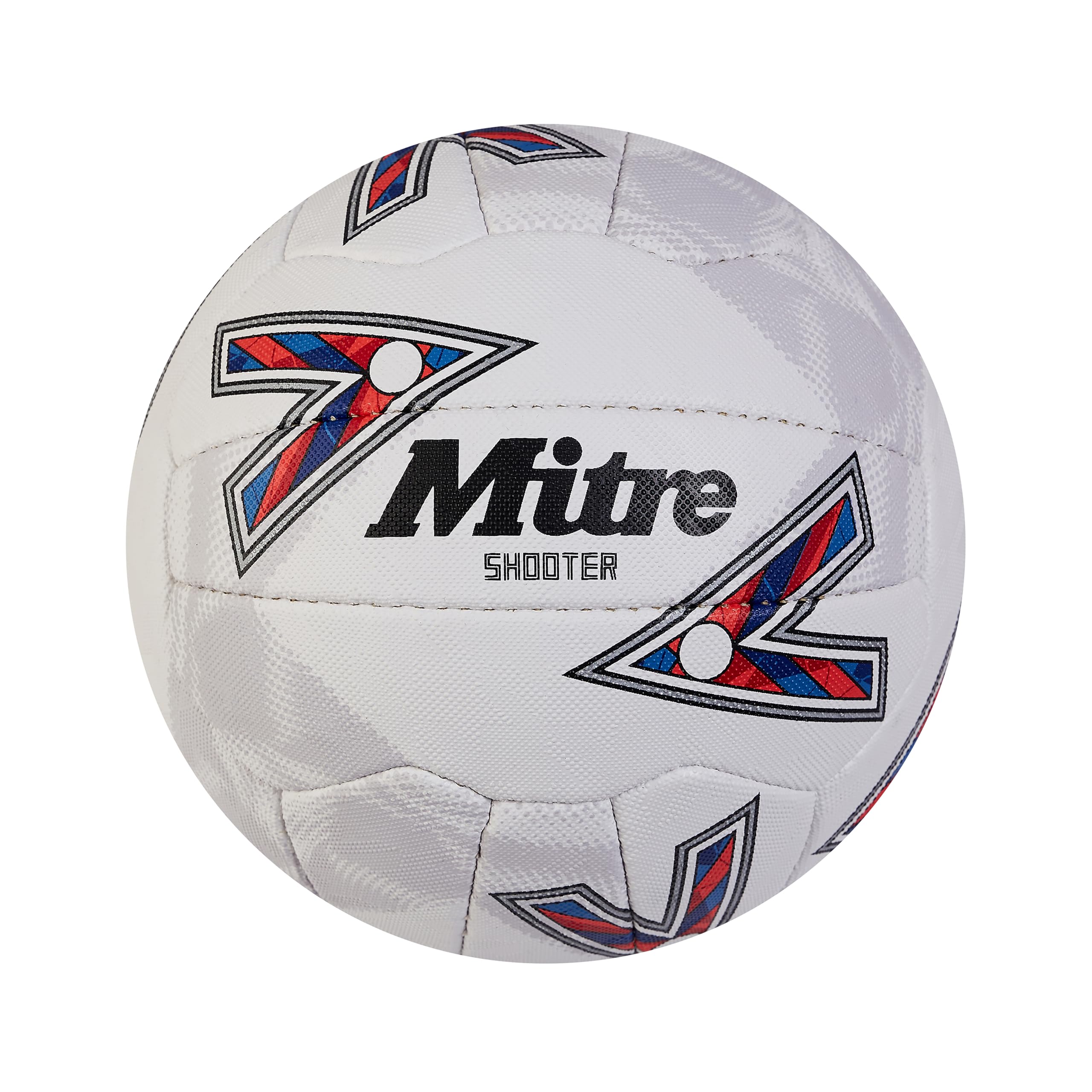 Mitre Shooter Match Netball | Great Grip | Durable Design, White/Red/Blue, 5