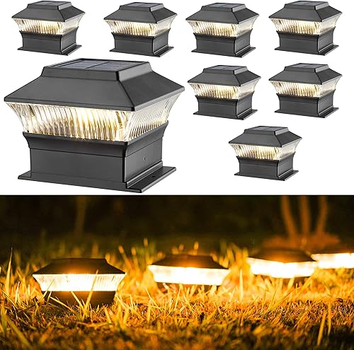 Miniatura 2 de Luces solares para postes de valla de 25 lúmenes (paquete de 8, negro) y luces solares de 50 lúmenes para postes de valla (paquete de 4, negro)