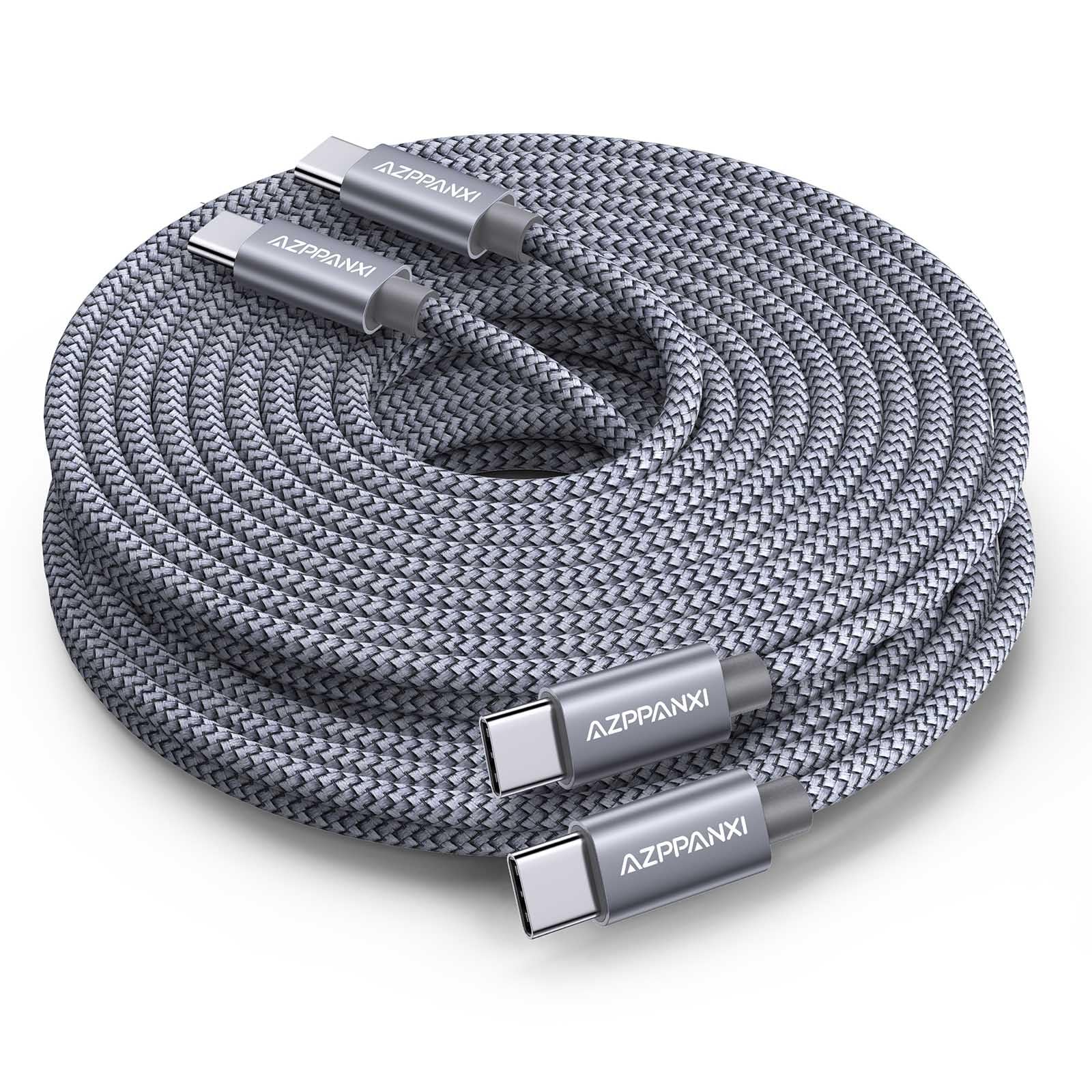 USB C Cable 20FT |2-Pack| Extra Long USB C to USB C Cable, Premium Nylon Braided 60W Type C to Type C Fast Charging Compatible for MacBook/iPhone 15