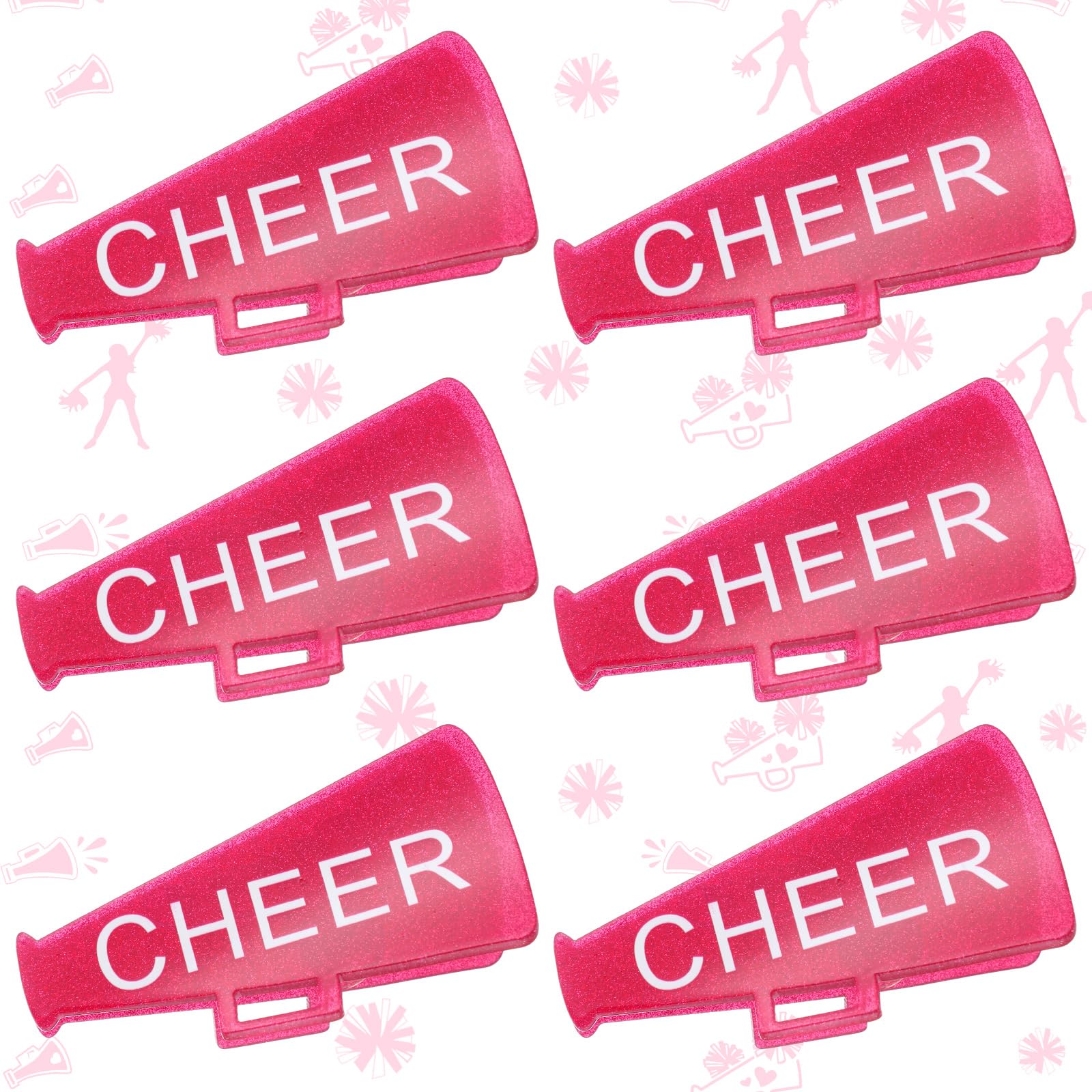 Yuxung 6 Pcs Cheerleading Team Gifts Pink Cheer Gifts Bulk Cheerleading Hair Accessories Hot Pink Hair Claw Clips Women 3.5 Inch Medium Size Hair