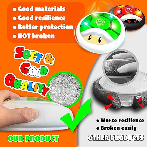 Miniatura 5 de Paquete de 2 pelotas de fútbol flotantes, con luz LED, parachoques de espuma suave, juguetes de fútbol para interiores para niños de 3 a 12 años,