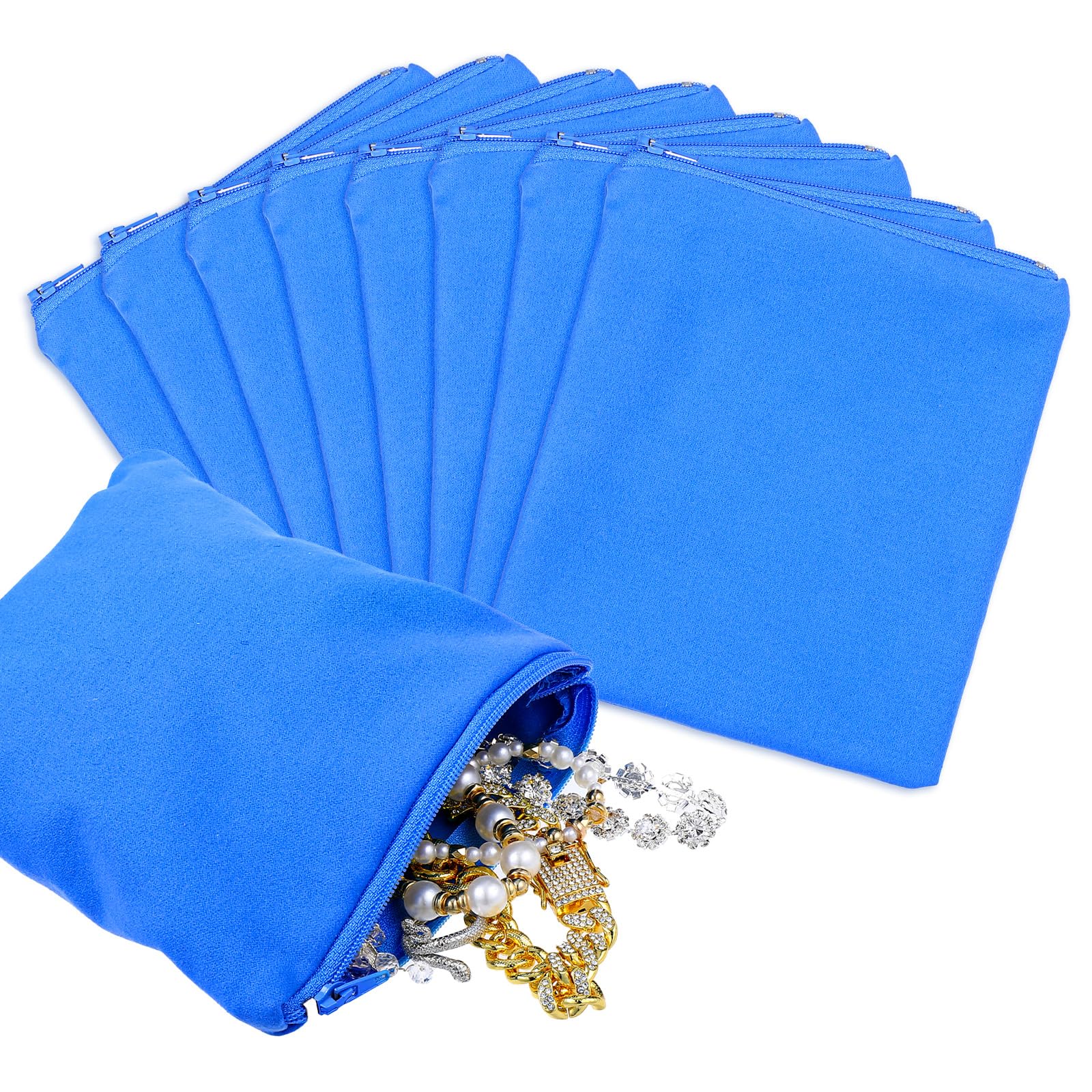 8 Pcs Zippered Silver Storage Bags 5.9 x 5.9 Inch Anti Tarnish Jewelry Zippered Pouches Jewelry Storage Protector Bags for Necklace Bracelet Earrings