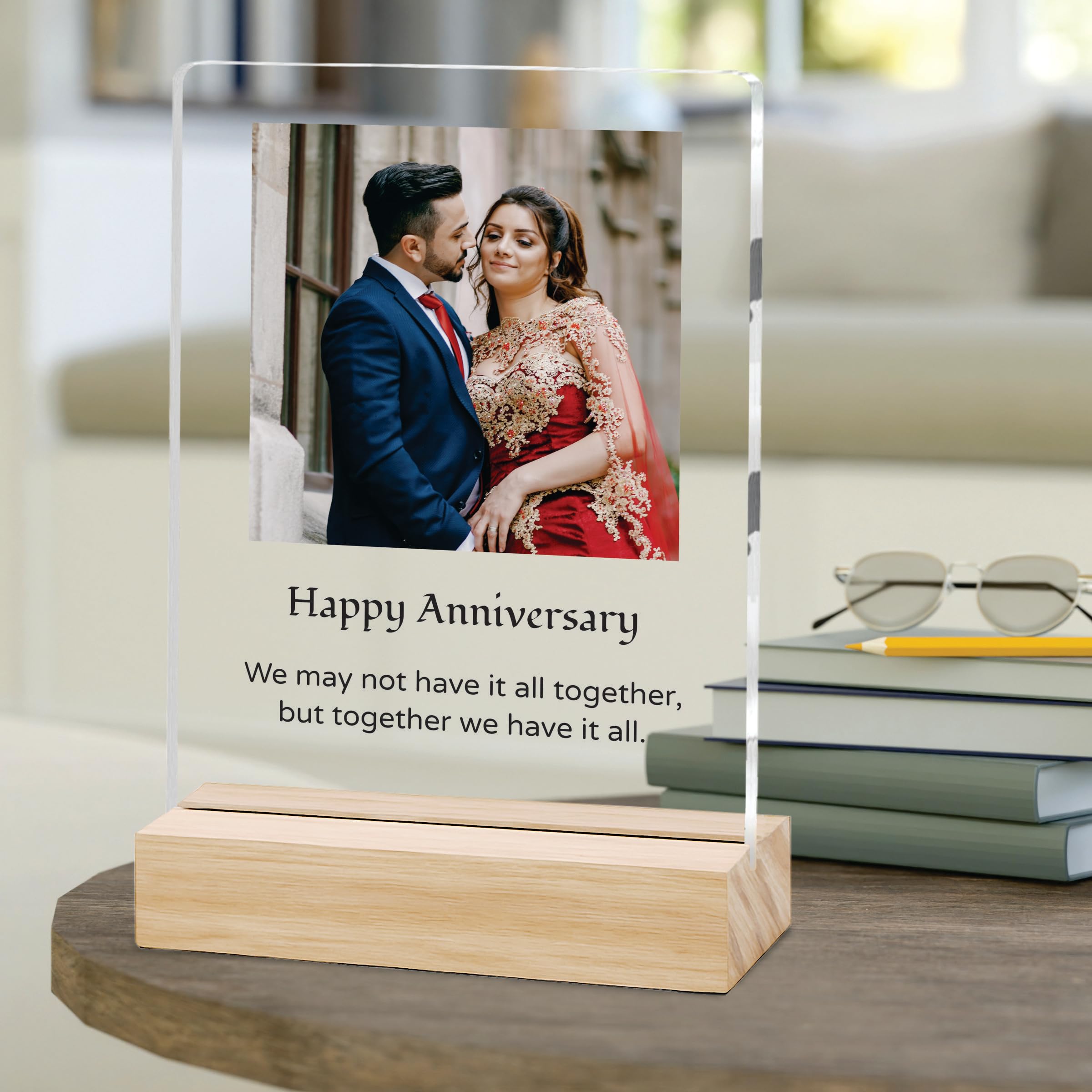 Amazingily Customized Photo and Text Message With Wooden Stand | Personalised Printed Photo Frame | Gift | Birthday | Anniversary (Transparent, Acrylic, 6 * 9 Inches),Tabletop